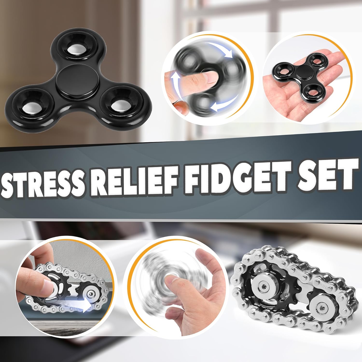 5 Pcs Fidget Toys Adults & Teen Metal Fidgets Spinner Magnetic Slider Cool Gadgets Office Desk Toy Stress Relief Sensory Items for Autism ADHD Anxiety Stocking Stuffers for Adult Men Teen Gift - Image 5