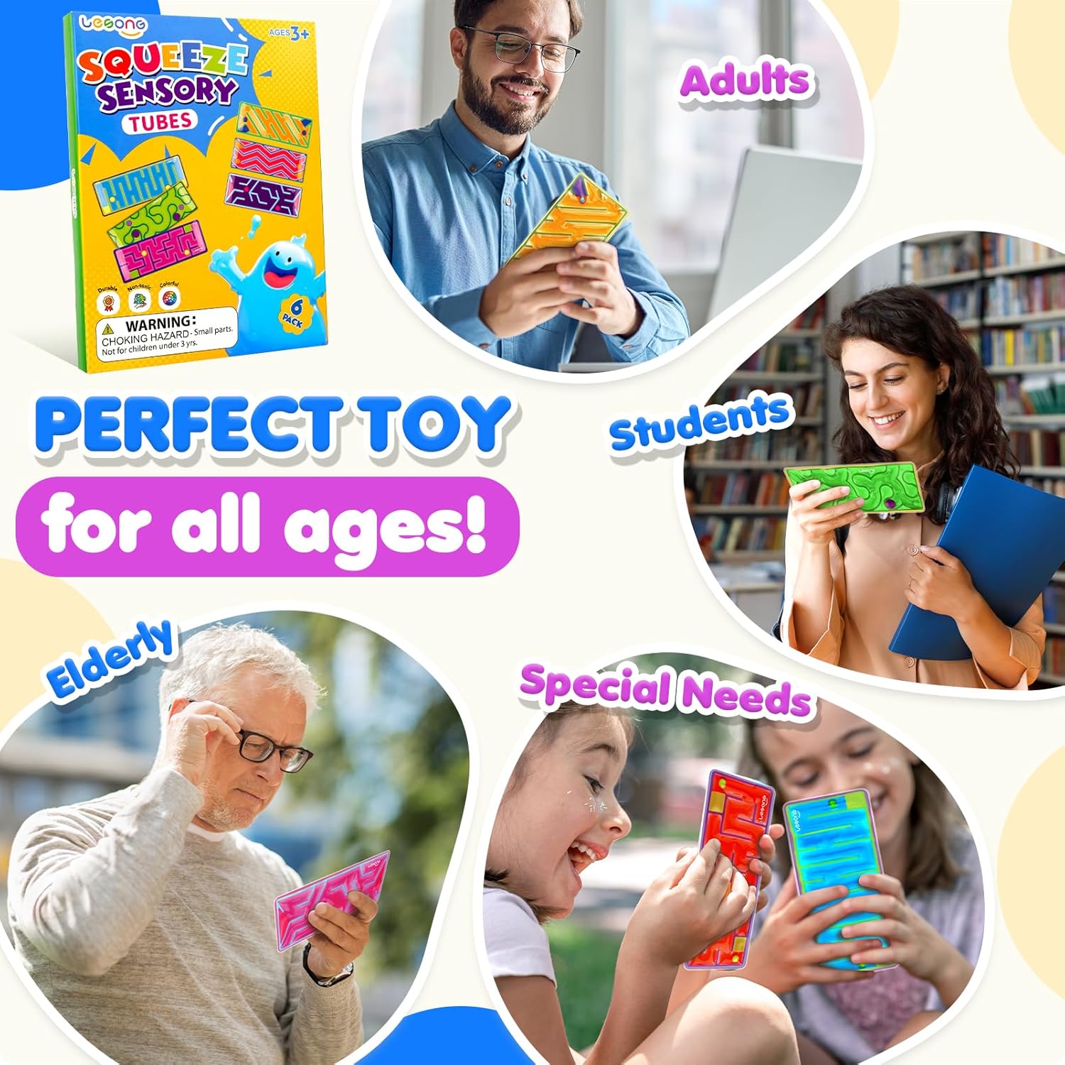Squishy Sensory Fidget Autism Toys for Kids: Sensory Toys for Sepcial Need 6 Pack Maze - Quiet Fidget Sensory Filled Goo for Calming Down Classroom, Adult Office,Travel Essentials - Image 7