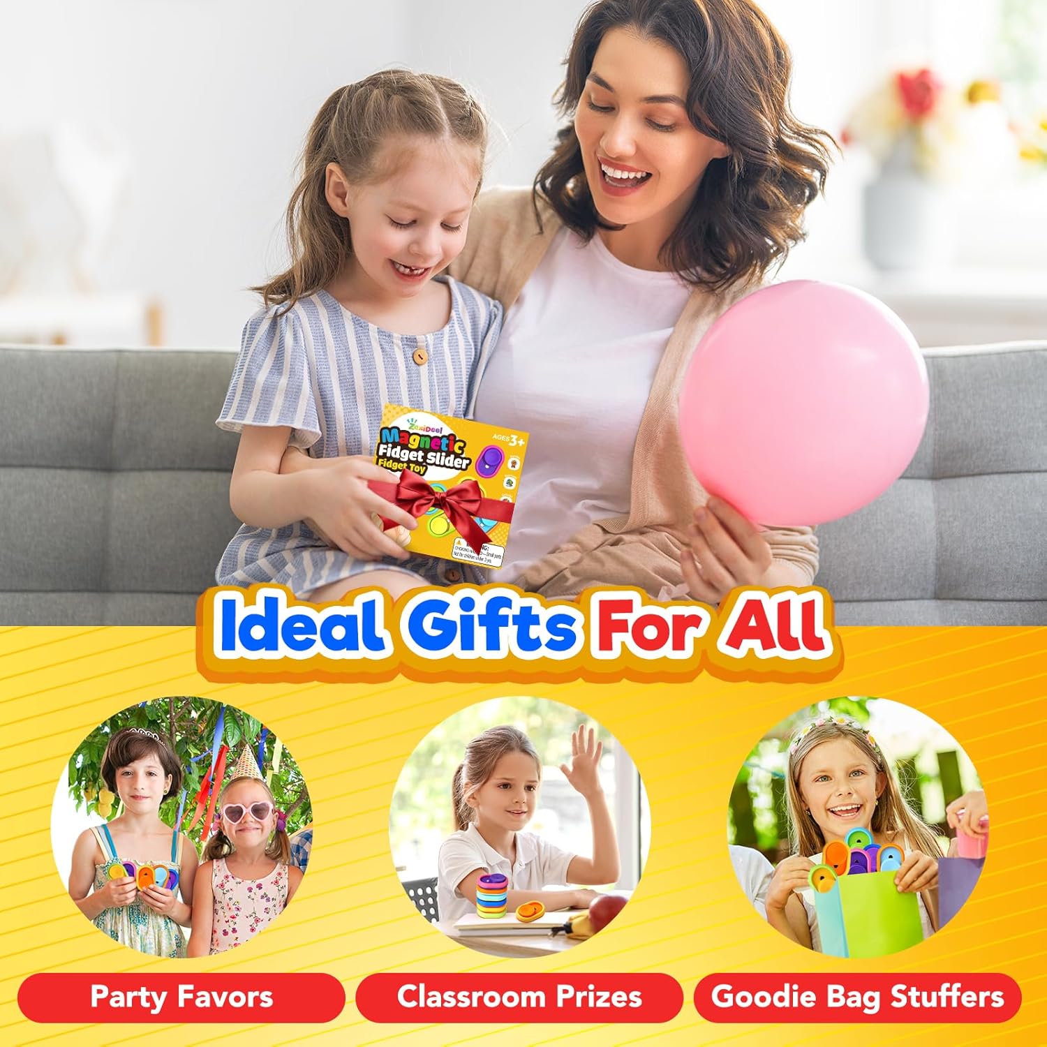 Magnetic Fidget Toys Kids Adults: 6 Pack Fidget Slider for Stress Relief, Calm Down Sensory Toys for Anxiety ADHD Autistic, Small Fidgets Toy for Classroom Prize Travel, Children Teens Gift - Image 7