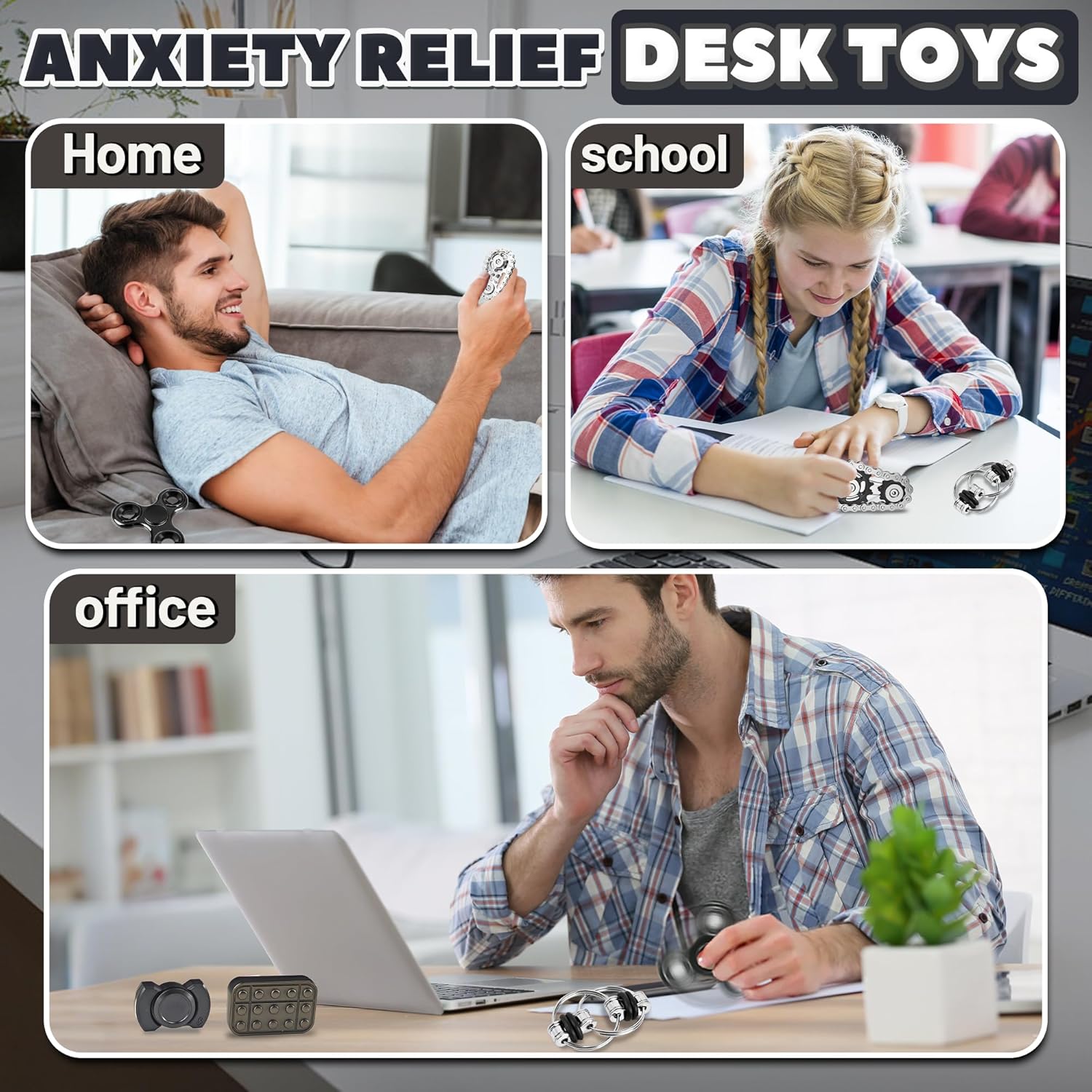 5 Pcs Fidget Toys Adults & Teen Metal Fidgets Spinner Magnetic Slider Cool Gadgets Office Desk Toy Stress Relief Sensory Items for Autism ADHD Anxiety Stocking Stuffers for Adult Men Teen Gift - Image 6