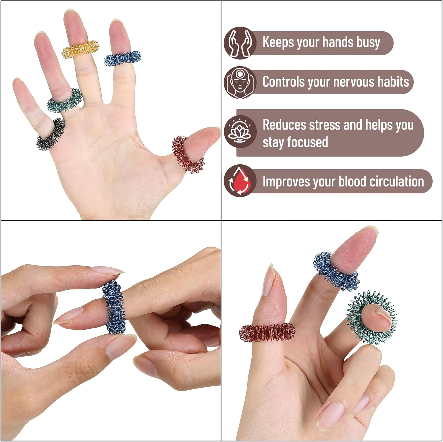Mr. Pen- Spiky Sensory Rings, 10 Pack, Stress Relief Fidget Sensory Toys, Fidget Rings, Fidget Ring for Anxiety, Stress Relief Rings, Massager for Fidget ADHD Autism, Back to School Supplies - Image 5