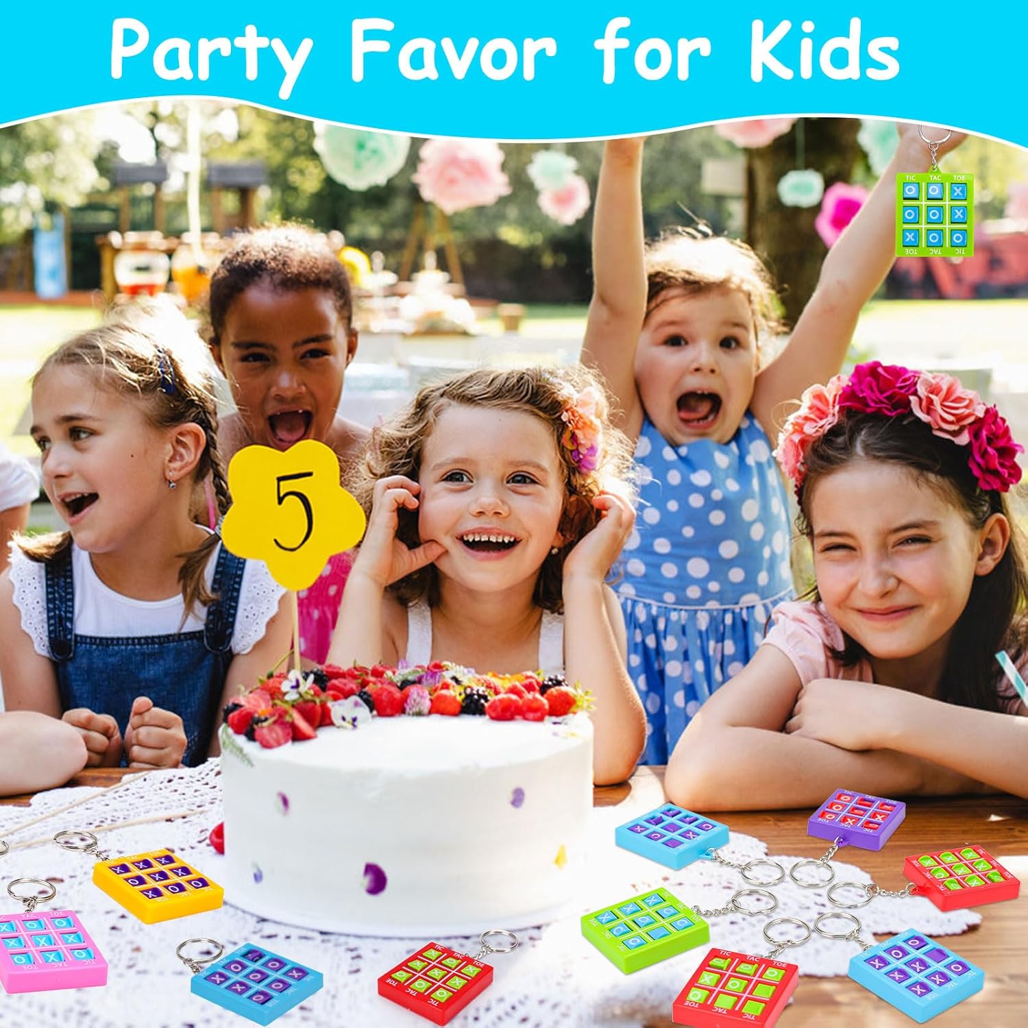 16 PCS Tic Tac Toe Game Keychains Party Favors Goodie Bags Stuffers for Kids 8-12 4-8, Treasure Chest Box Toys for Classroom Prizes, Halloween party Supplies Birthday Return Gift Pinata Filler Bulk - Image 4