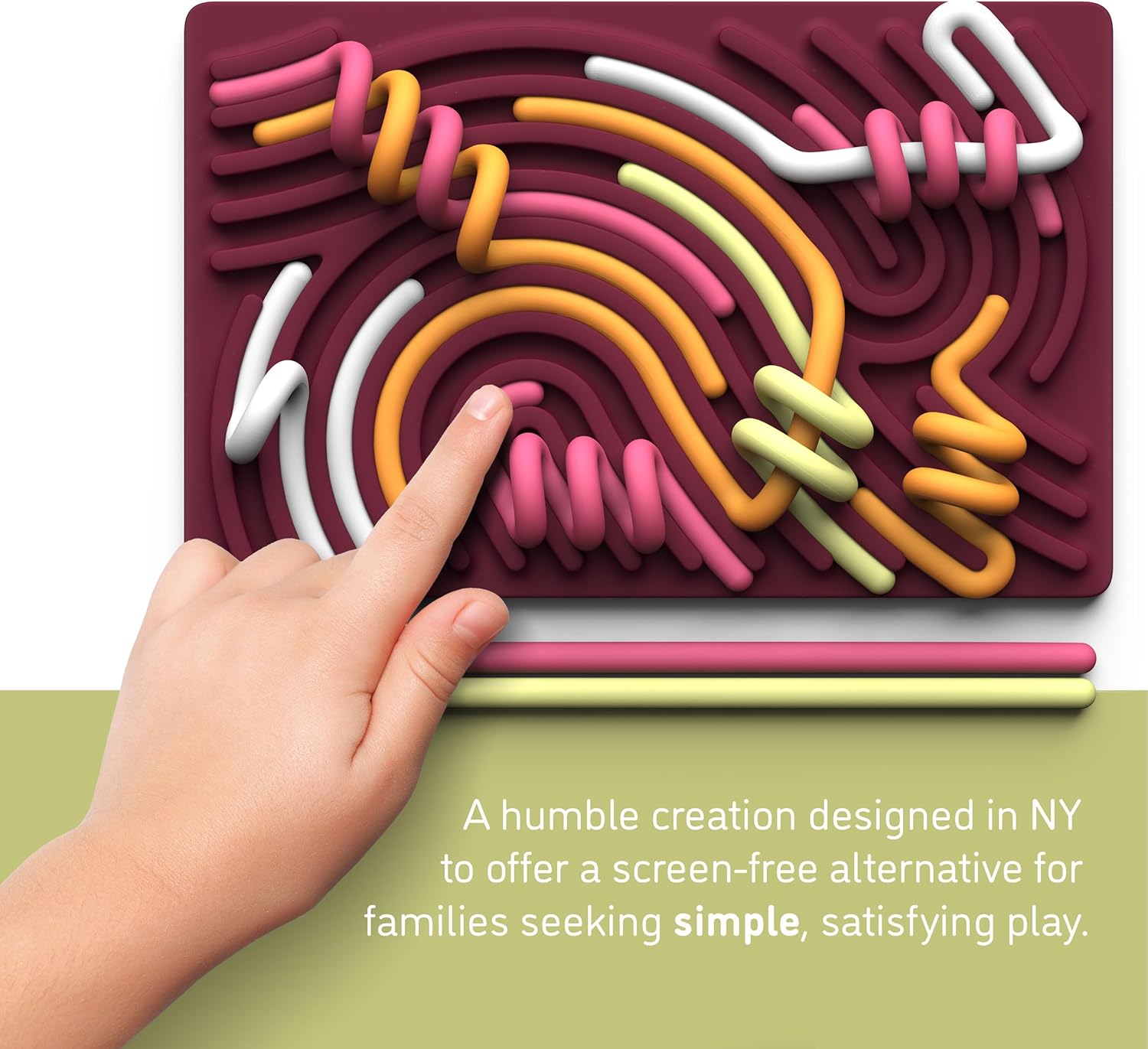 Sensory Activity Board: Silicone Fidget Toy for Calming, Stress, Anxiety, ADHD & Autism | Silent, No Mess | Kids 3+ & Adults | Includes Portable Travel Bag & 11 Strings - Image 3