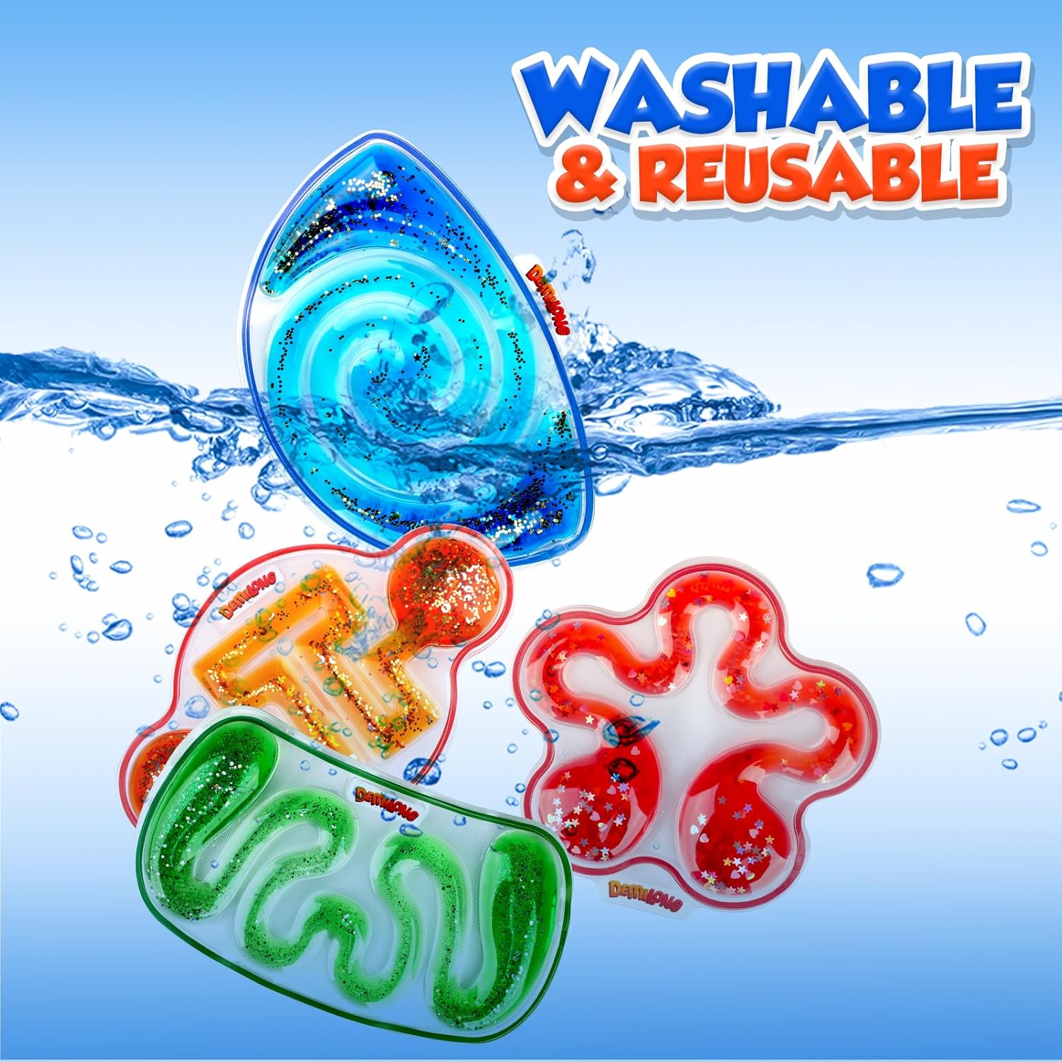 Squishy Sensory Toys for Kids - 4 Pack Fidget Toy Sensory Maze for Autism - Stress Relief Toys for Calm Down - Squeeze Fidget Toy Filled Goo, Glitter, Prizes for Kids Classroom,Classroom Must Haves - Image 8