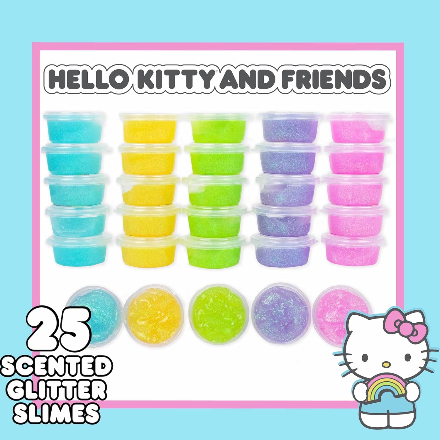 Hello Kitty Ultimate Slime Set, 25-Pack Scented Glitter Slimes, Party Favors for Kids 8-12, Slime Bulk, Mini Slime, Sanrio Stuff - Image 3
