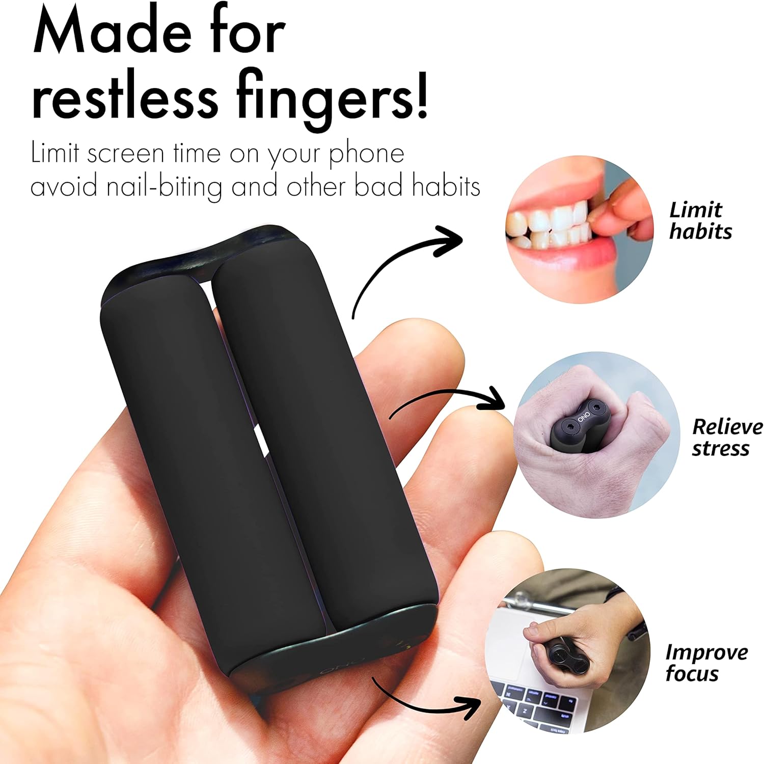 ONO Roller - Handheld Fidget Toy for Adults | Help Relieve Stress, Anxiety, Tension | Promotes Focus, Clarity | Compact, Portable Design (Junior Size/ABS Plastic, Black) - Image 6