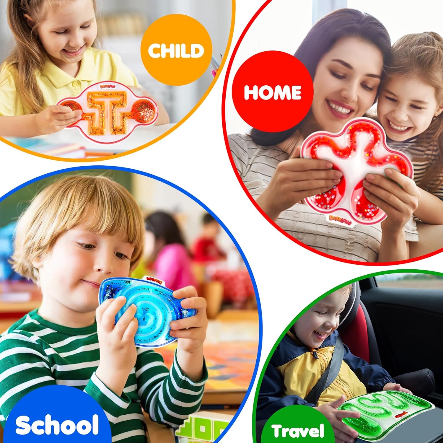 Squishy Sensory Toys for Kids - 4 Pack Fidget Toy Sensory Maze for Autism - Stress Relief Toys for Calm Down - Squeeze Fidget Toy Filled Goo, Glitter, Prizes for Kids Classroom,Classroom Must Haves - Image 5