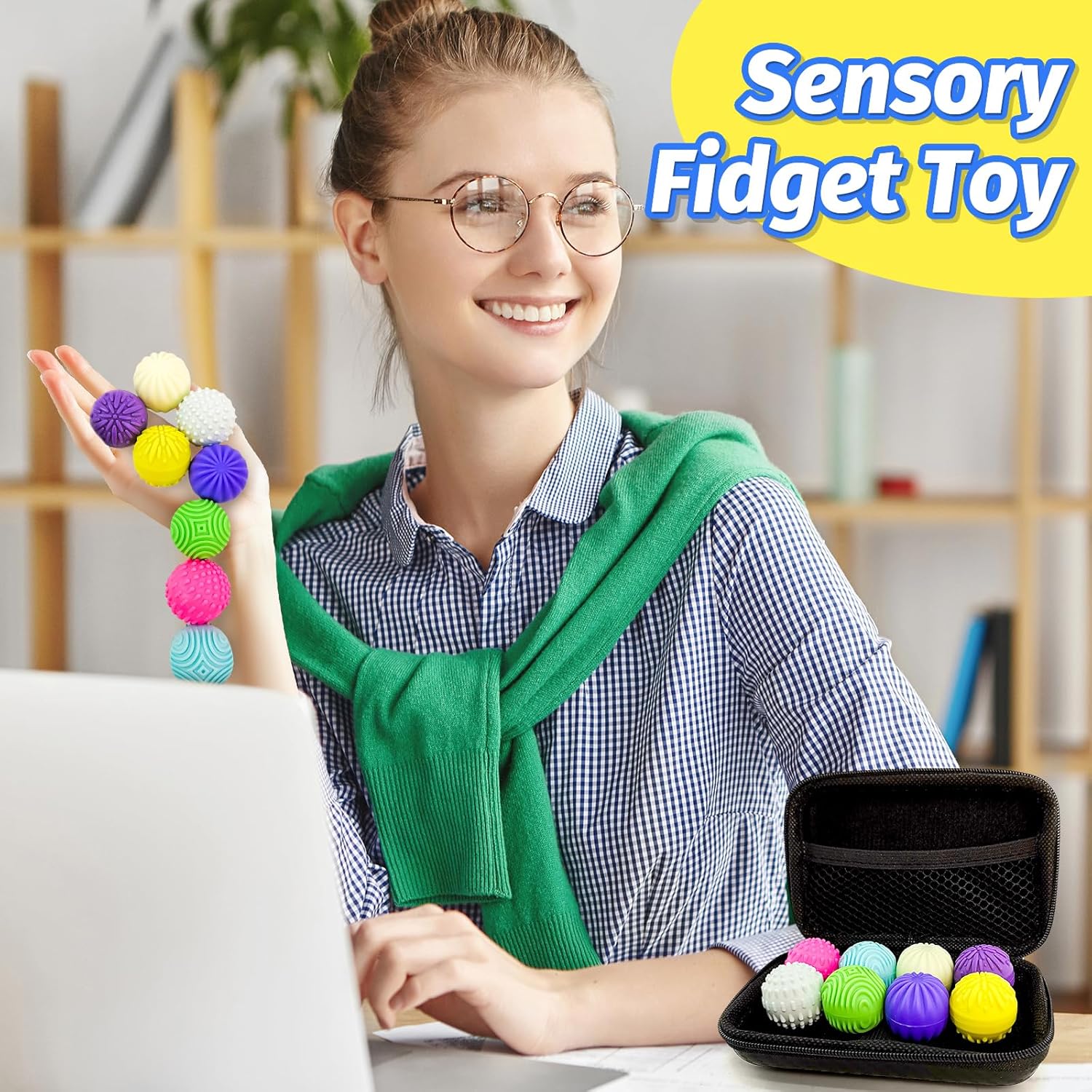 Fidget Magnet Ball Toy, 8 PCS Multi Color Texture Tactile Sensory Gift for Teens Adult ADHD Autism Anxiety, Silent Stress Relief Massage Roller Item Desk Toy for Home Office Calm Down with Case - Image 5
