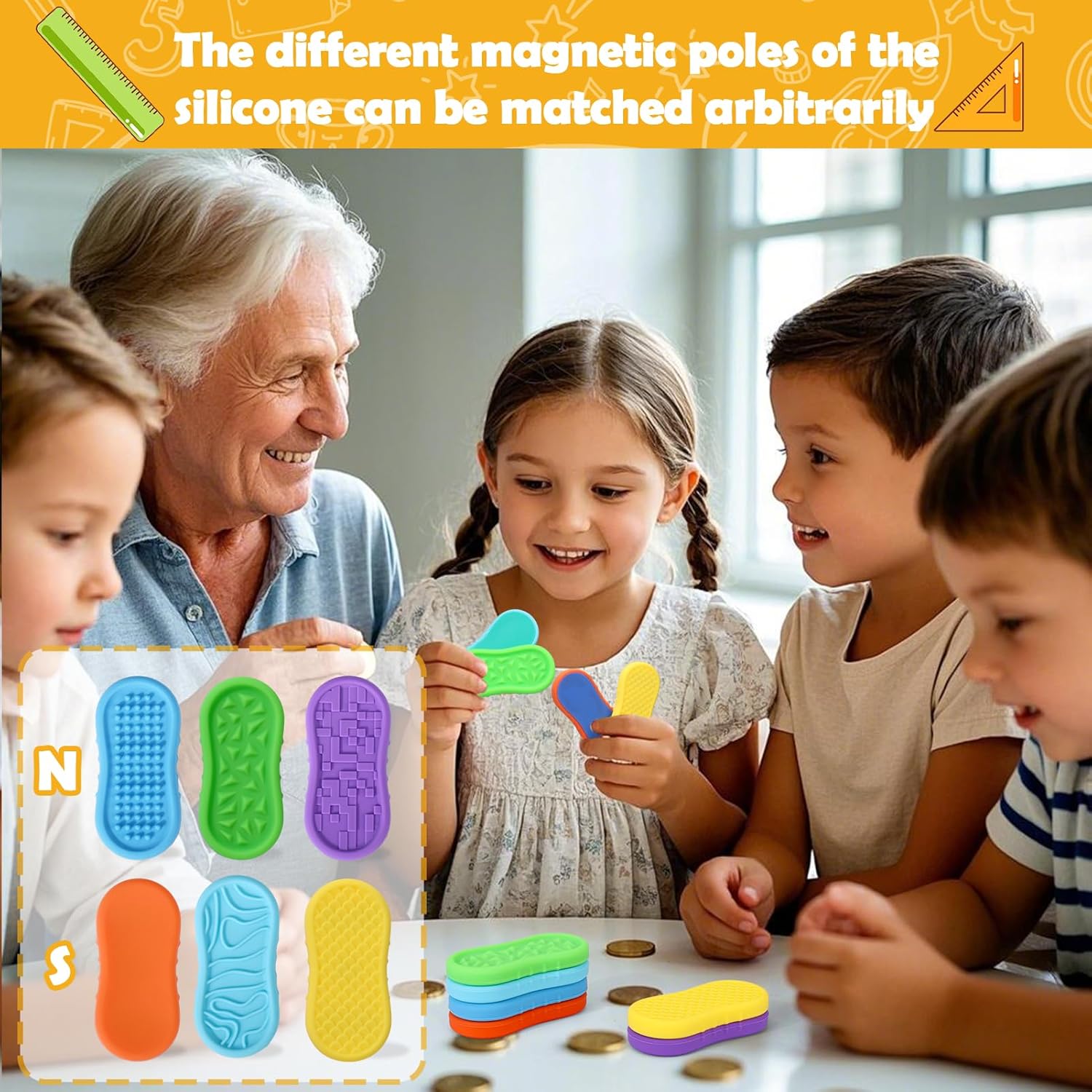 BUSOHA Silicone Magnetic Fidget Slider Toys - Relieve Anxiety Fidget Toys Adult for Classroom Sensory Worry Stone Travel Toys for Stress,Autism and ADHD,Gifts for Teens Kids - Image 4