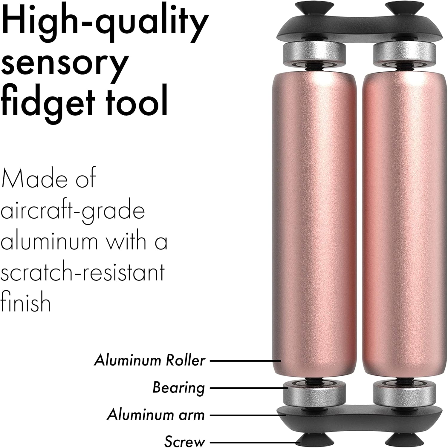 ONO Roller - Handheld Fidget Toy for Adults | Help Relieve Stress, Anxiety, Tension | Promotes Focus, Clarity | Compact, Portable Design (Full Size/Aluminum, Rose Gold) - Image 8