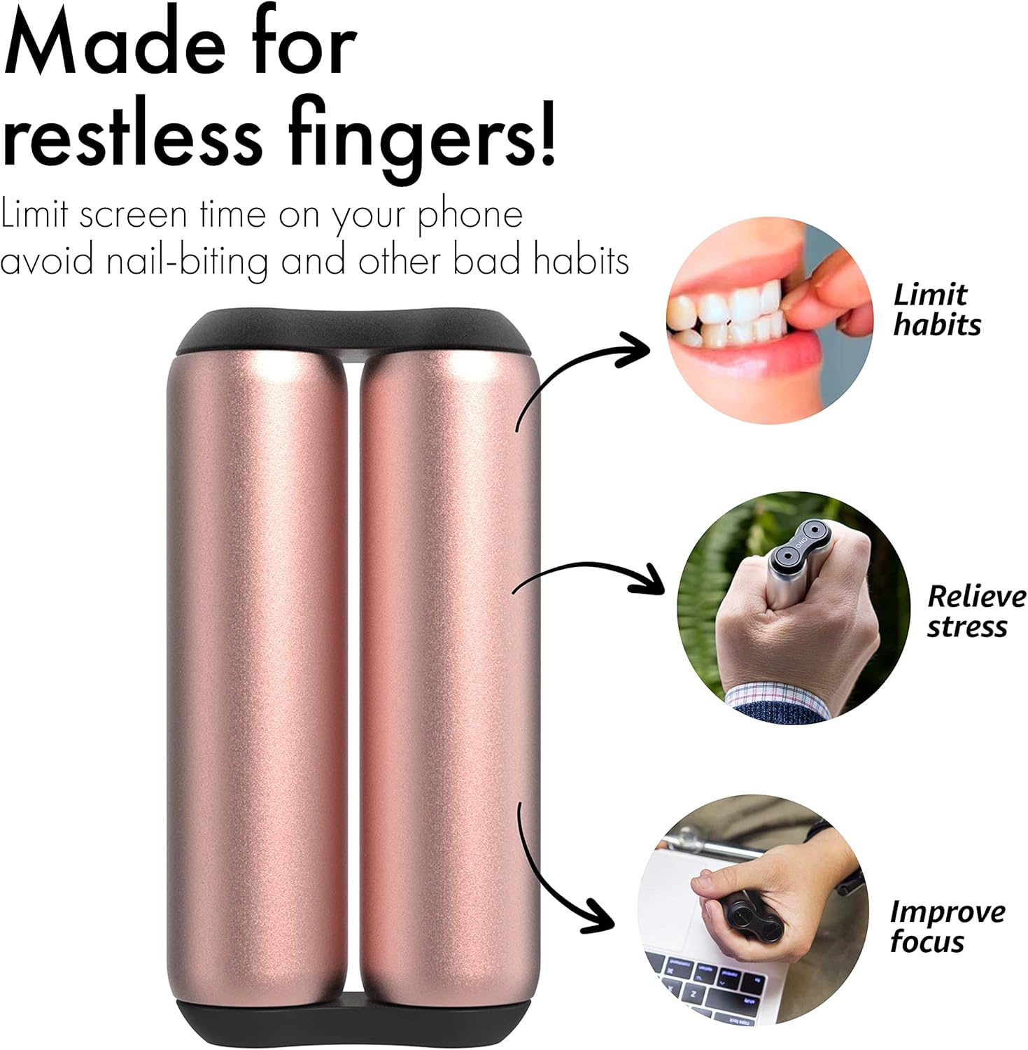 ONO Roller - Handheld Fidget Toy for Adults | Help Relieve Stress, Anxiety, Tension | Promotes Focus, Clarity | Compact, Portable Design (Full Size/Aluminum, Rose Gold) - Image 6