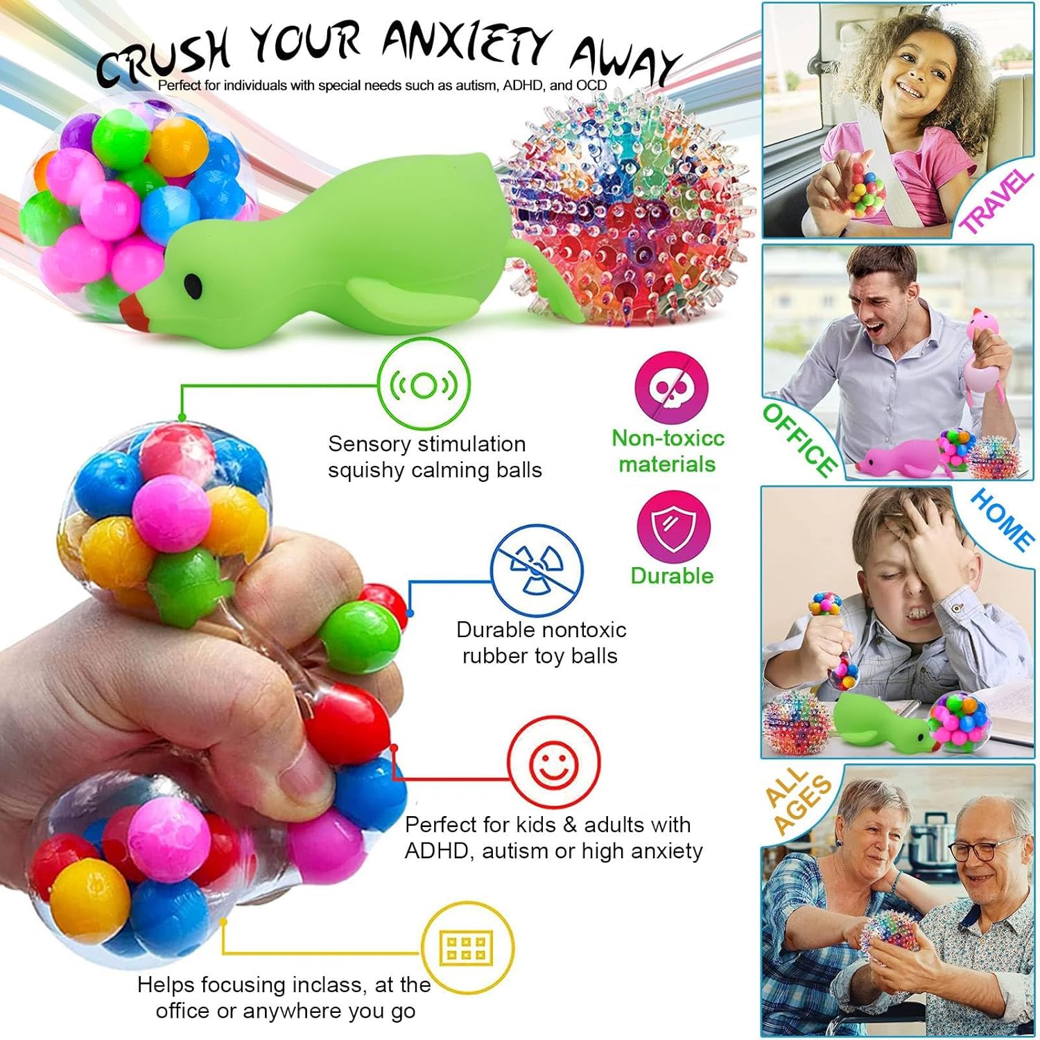 34 Pcs Fidget Toys, Stress Relief Fidget Sensory Toys for Kids Adults Boys Girls ADHD OCD Anxiety Autism, Treasure Box Prizes Classroom Rewards Party Favors Carnival Prizes Goodie Bag Stuffers Gifts - Image 7