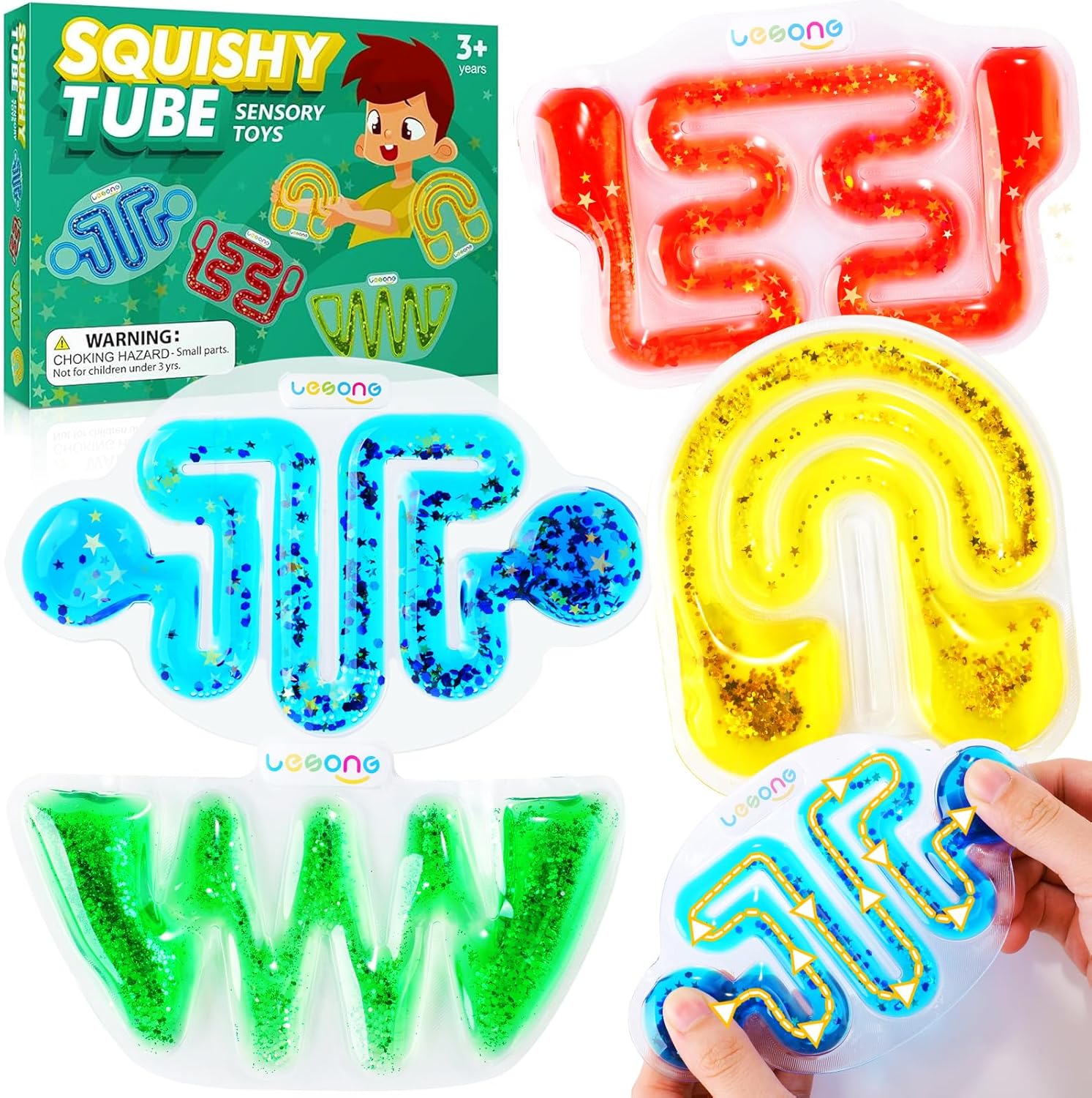 Squishy Sensory Fidget Toys for Kids - Autism Sensory Quiet Fidget for Classroom Students Autistic Children Special Needs, Anxiety Relief for Calm Down, Squeeze Sensory Tube Easter Basket Essentials - Image 2