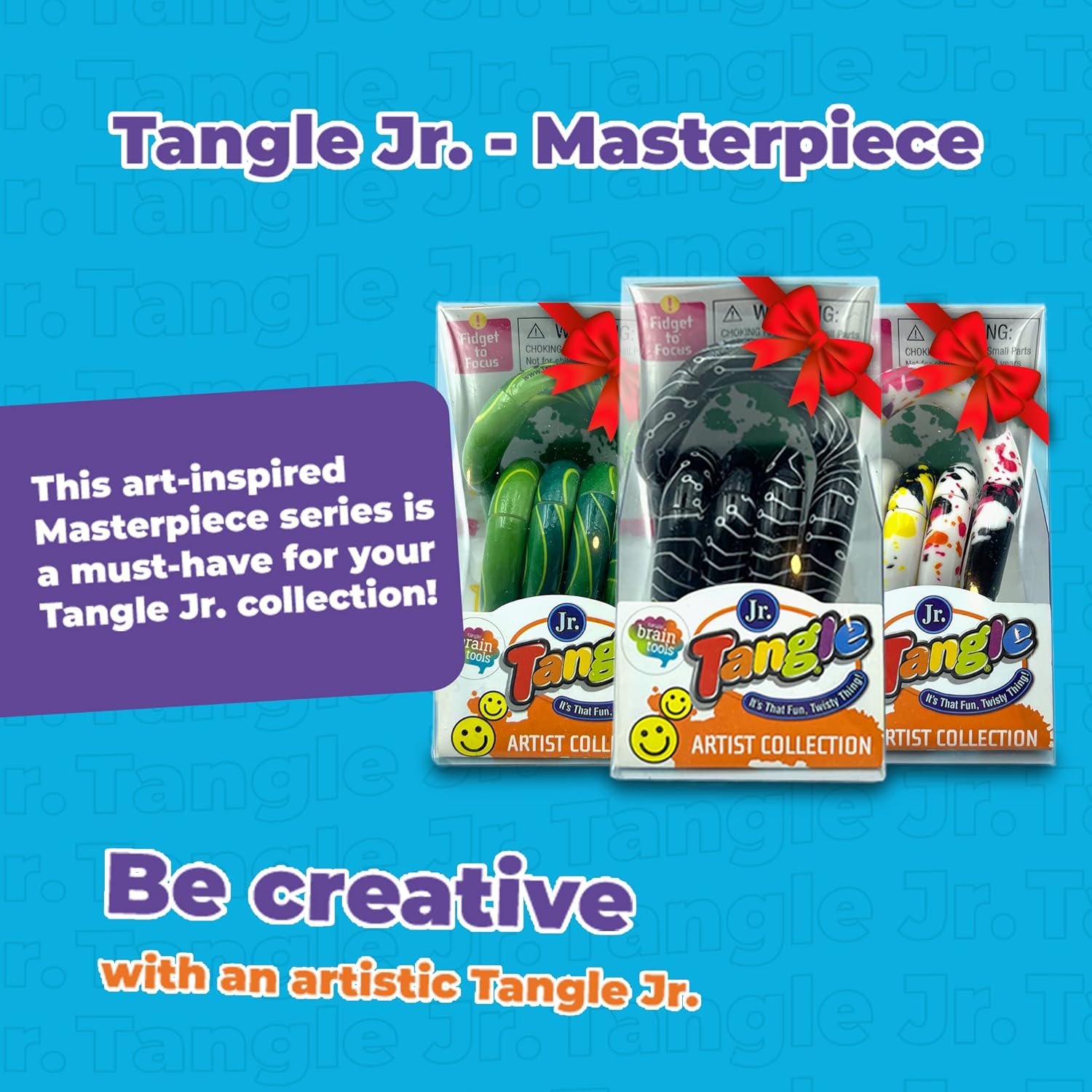 Tangle Jr. - Masterpiece Trio (Neo Blade Drip) Artistic Pattern for Unique Fidget Experience - Fidget with These tangles at Work or School - Twist Fidget Toy for Kids and Adults - Desk Toy for Adults - Image 3