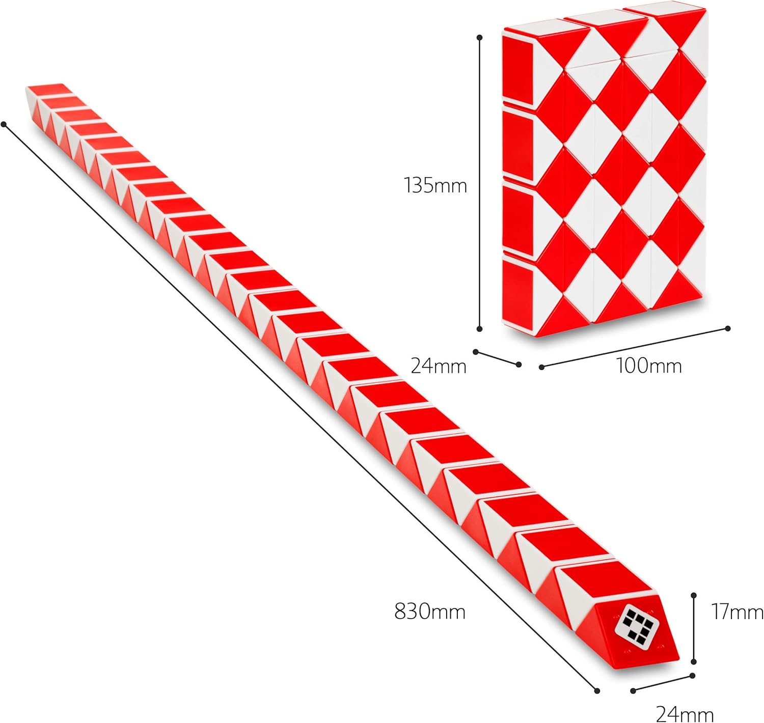 CUBIDI® Magic Snake Cube | Fidget Snake Toy for Kids | Travel Toys for Kids Ages 4-8 | Great Gift for Boys and Girls Birthday, Christmas, Stocking Stuffers - 48 Blocks | 0.9 inch x 0.7 inch | Red - Image 3