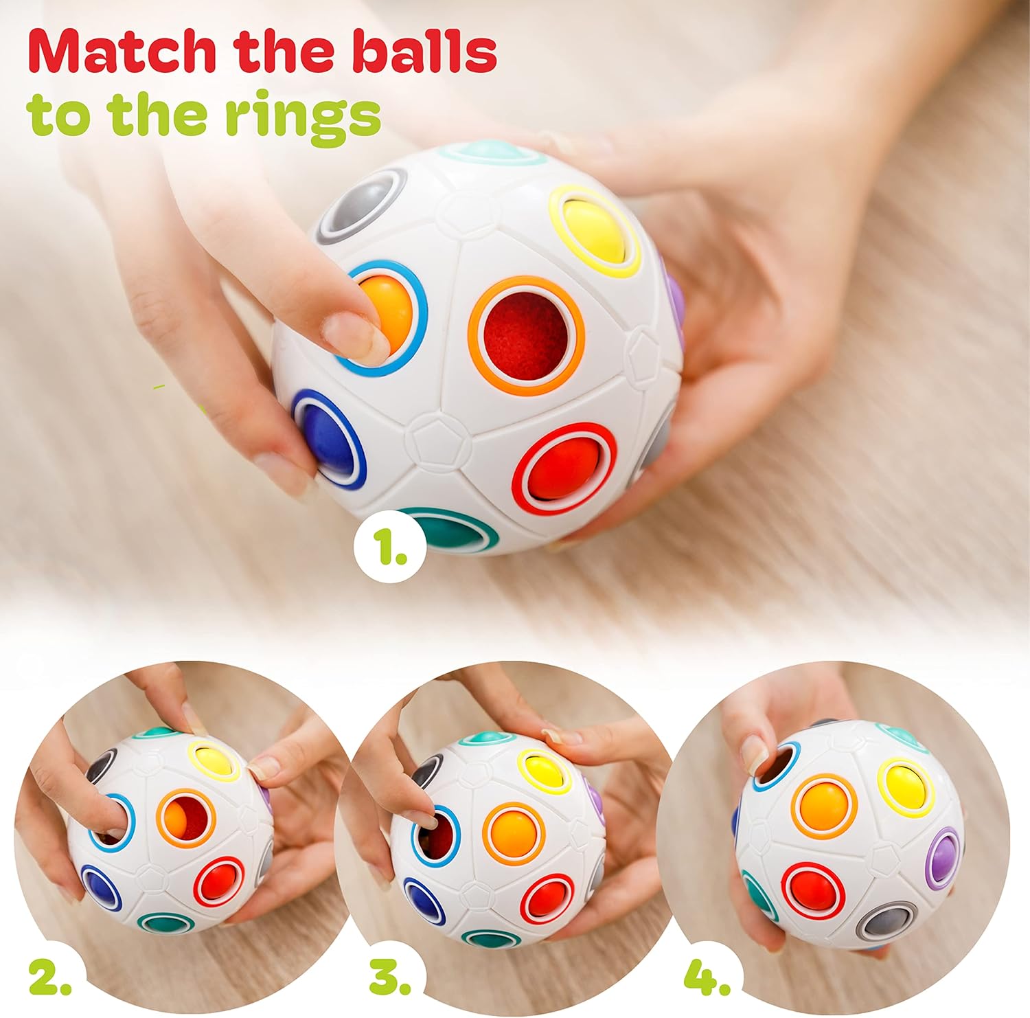 CUBIDI® Original Big Rainbow Puzzle Ball I Brain Teasers for Kids Ages 6-10 I for Boys and Girls 6+ Years I Ideal Travel Toy for Children | Fidget Puzzles for Adults - Image 4