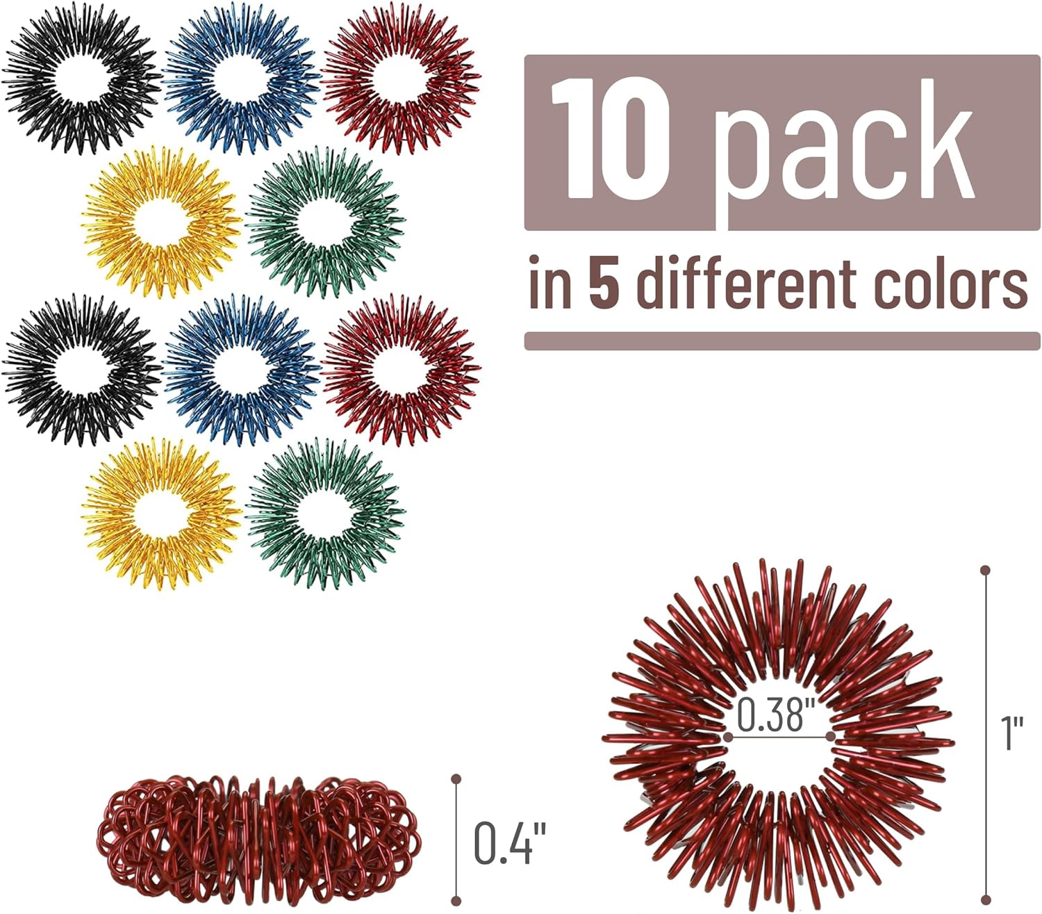 Mr. Pen- Spiky Sensory Rings, 10 Pack, Stress Relief Fidget Sensory Toys, Fidget Rings, Fidget Ring for Anxiety, Stress Relief Rings, Massager for Fidget ADHD Autism, Back to School Supplies - Image 3