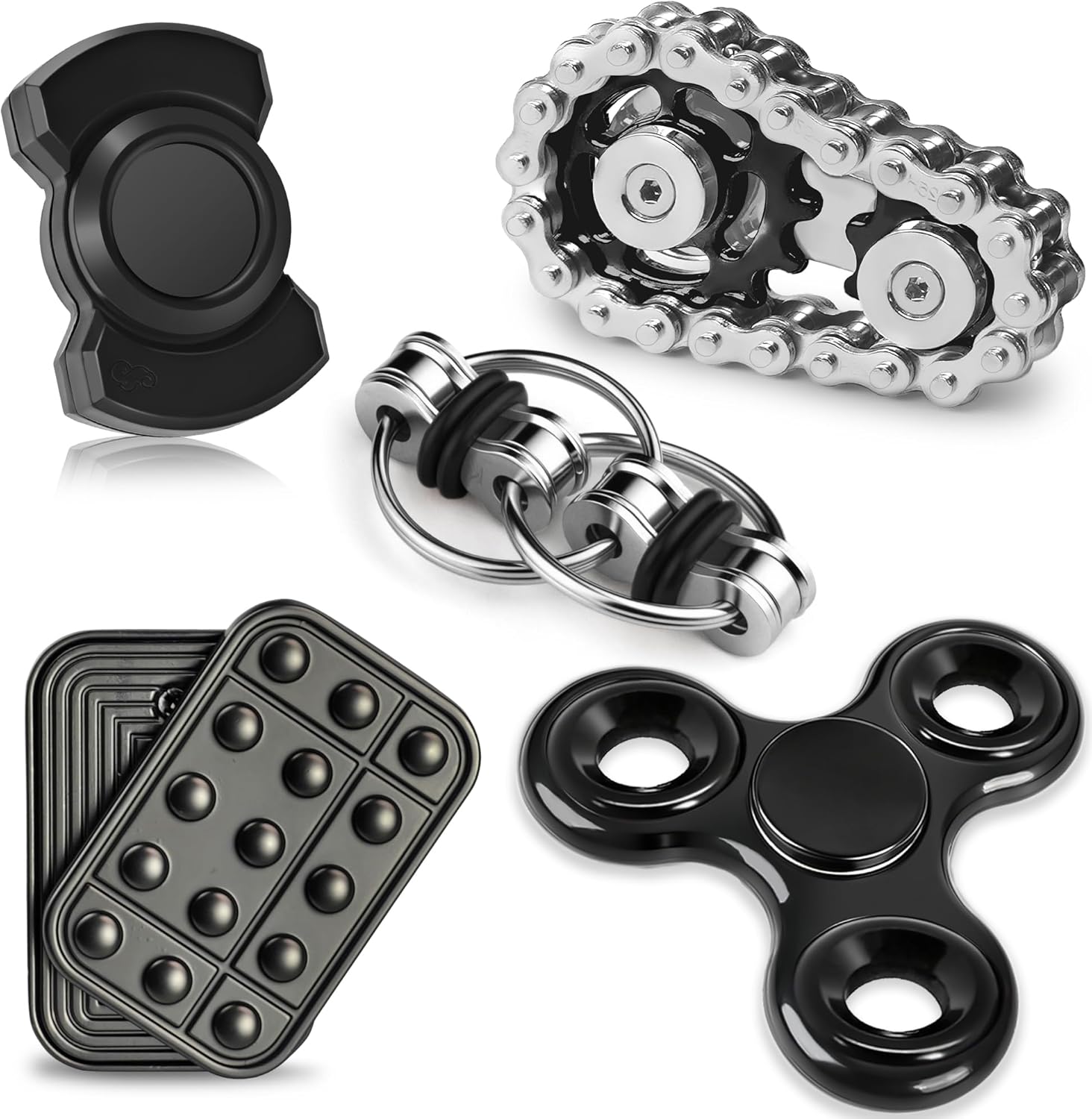 5 Pcs Fidget Toys Adults & Teen Metal Fidgets Spinner Magnetic Slider Cool Gadgets Office Desk Toy Stress Relief Sensory Items for Autism ADHD Anxiety Stocking Stuffers for Adult Men Teen Gift - Image 2