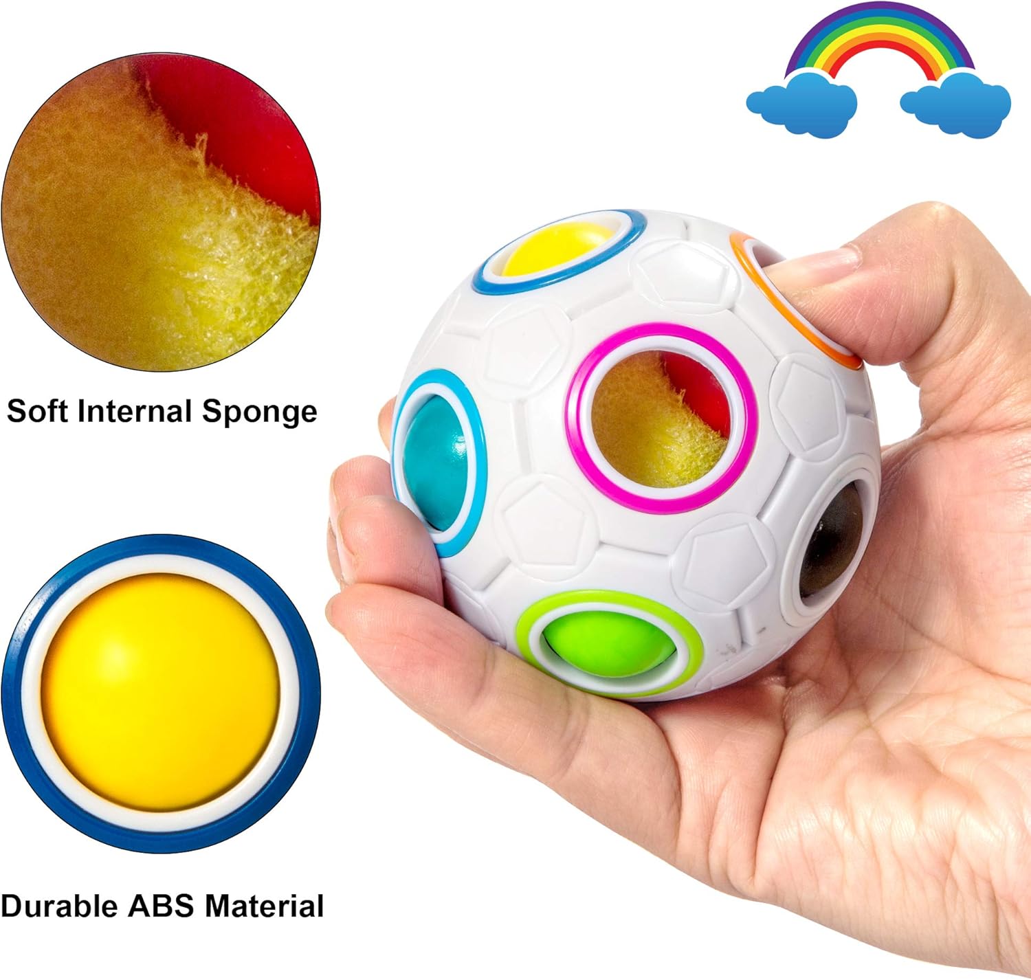 Vdealen Magic Rainbow Puzzle Ball, Fidget Ball Puzzle Brain Teaser Fidget Toy for Boys & Girls- Birthday Party Easter Valentines Christmas Stocking Stuffers for Kids Teen & Adults-2 Pack - Image 4