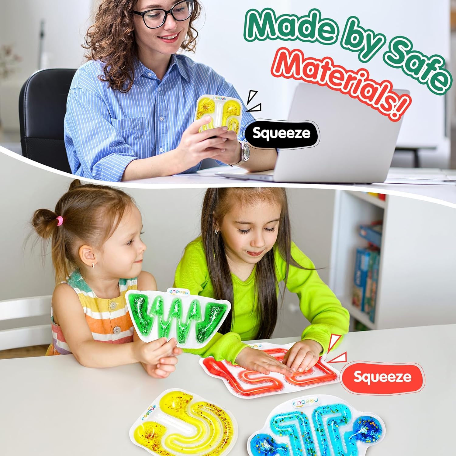 Squishy Sensory Fidget Toys for Kids - Autism Sensory Quiet Fidget for Classroom Students Autistic Children Special Needs, Anxiety Relief for Calm Down, Squeeze Sensory Tube Easter Basket Essentials - Image 7