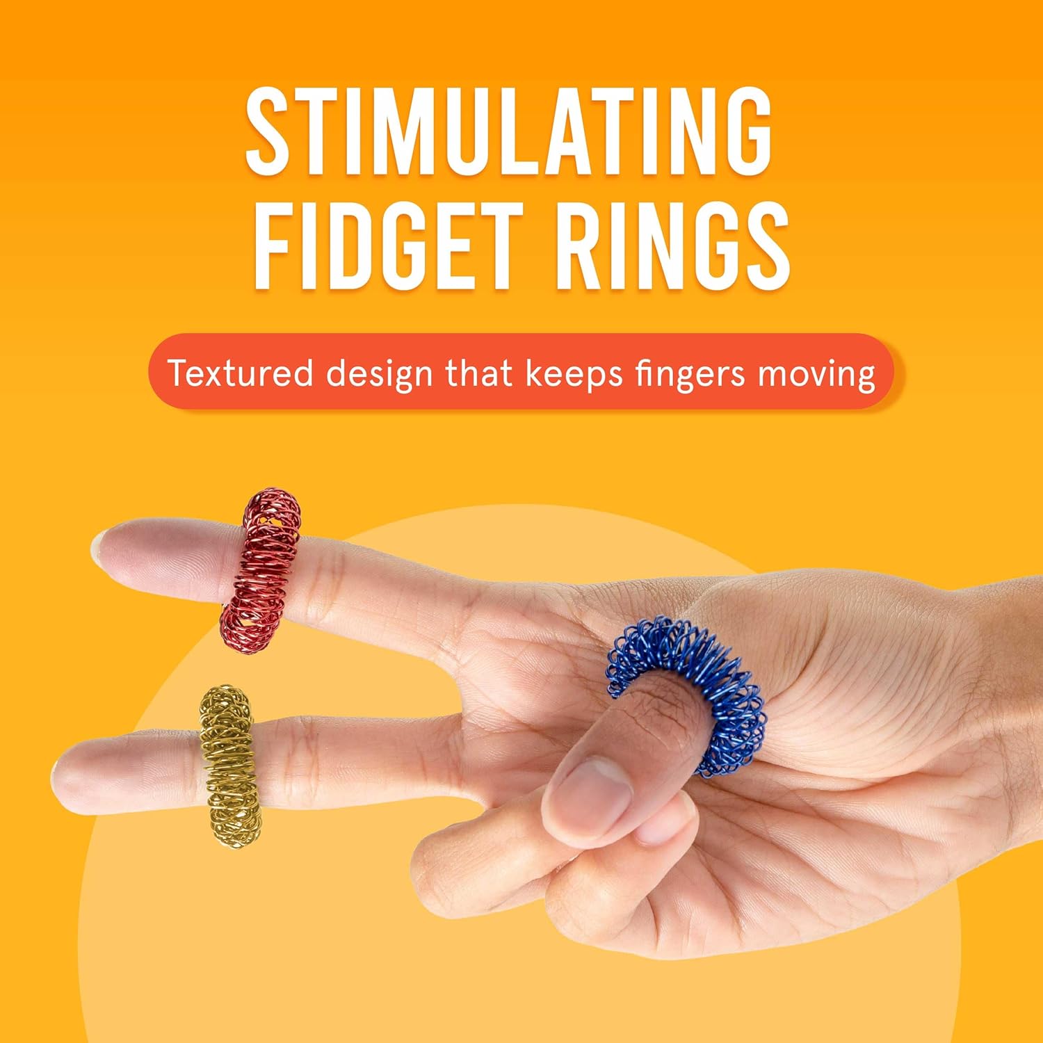 BunMo Spiky Sensory Fidget Rings for Adults & Teens | 3-Pack Fidgets for Adults in Vibrant Colors | Lightweight Picking Fidget | Perfect Sensory Fidget Toy for Adults and Teens 14+ - Image 3