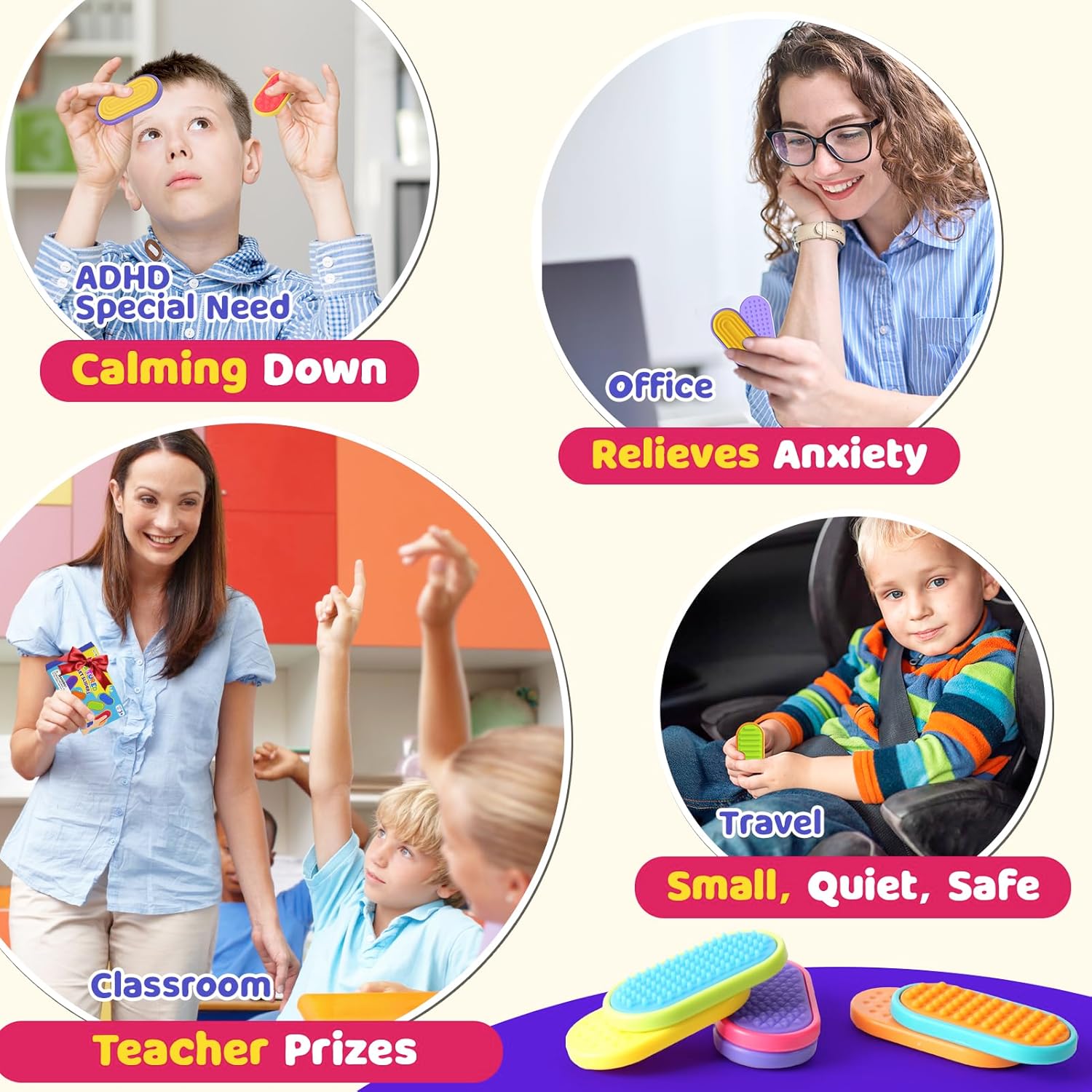 Sensory Fidget Magnet Toys for Kids: Textured Silicone Magnetic Sliders Stress Fidgets for Autism Calming, Anxiety Relief Fun Small Fidget Toys for Adults Office Desk / Travel Classroom Must Haves - Image 7