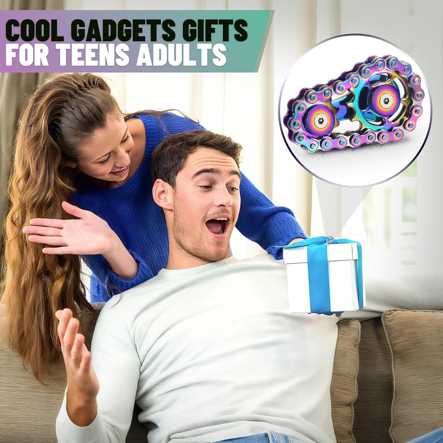 Metal Fidget Spinner Toys for Adults Figette Bike Chain Roller for Teens Cool Gadgets ADHD Anti Anxiety Stress Relief Items Figet Autism Desk Offices EDC Sensory Gift for Boy Men - Image 8