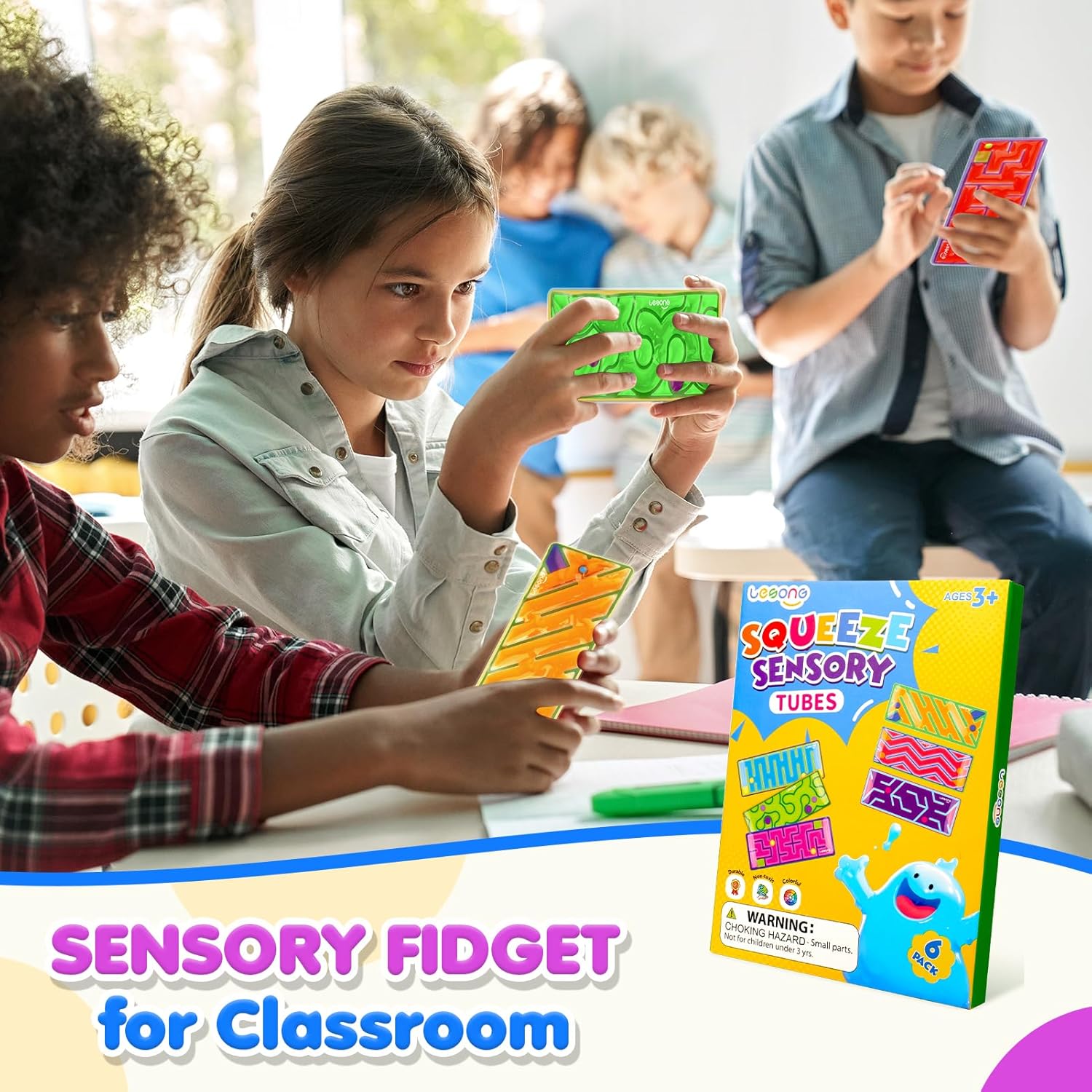 Squishy Sensory Fidget Autism Toys for Kids: Sensory Toys for Sepcial Need 6 Pack Maze - Quiet Fidget Sensory Filled Goo for Calming Down Classroom, Adult Office,Travel Essentials - Image 5