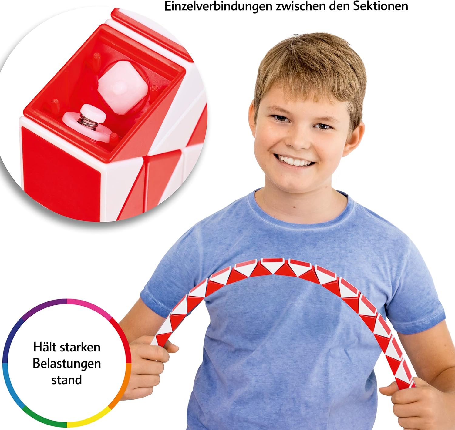 CUBIDI® Magic Snake Cube | Fidget Snake Toy for Kids | Travel Toys for Kids Ages 4-8 | Great Gift for Boys and Girls Birthday, Christmas, Stocking Stuffers - 48 Blocks | 0.9 inch x 0.7 inch | Red - Image 6