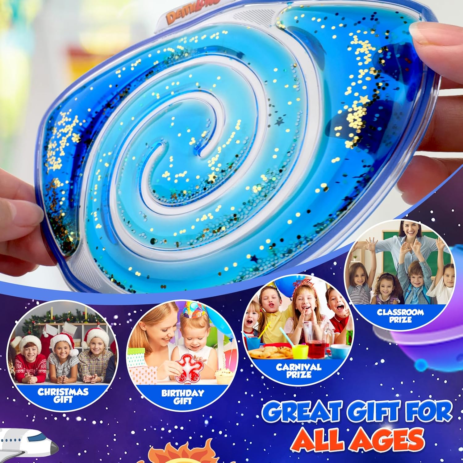Squishy Sensory Toys for Kids - 4 Pack Fidget Toy Sensory Maze for Autism - Stress Relief Toys for Calm Down - Squeeze Fidget Toy Filled Goo, Glitter, Prizes for Kids Classroom,Classroom Must Haves - Image 3