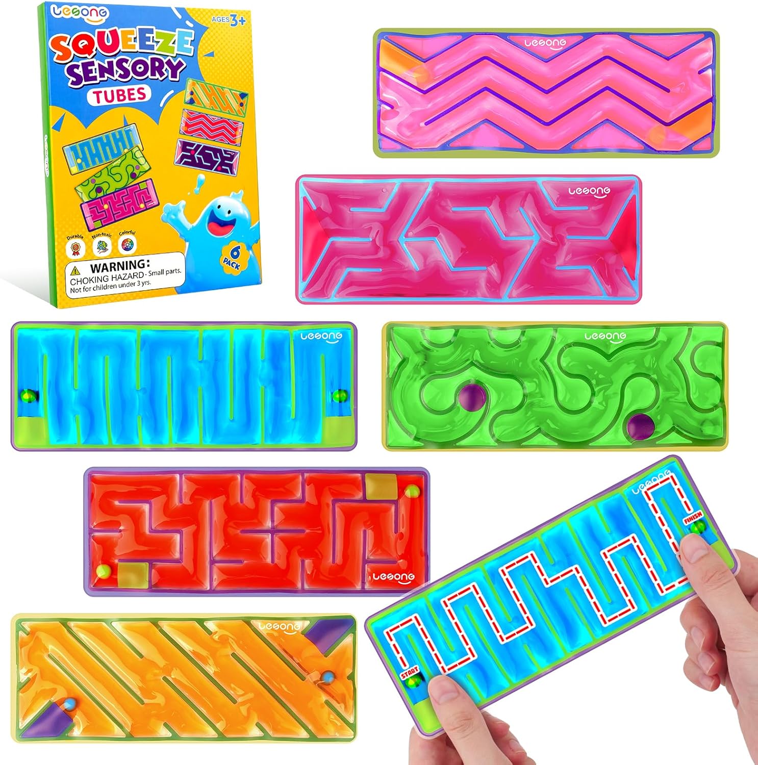 Squishy Sensory Fidget Autism Toys for Kids: Sensory Toys for Sepcial Need 6 Pack Maze - Quiet Fidget Sensory Filled Goo for Calming Down Classroom, Adult Office,Travel Essentials - Image 2