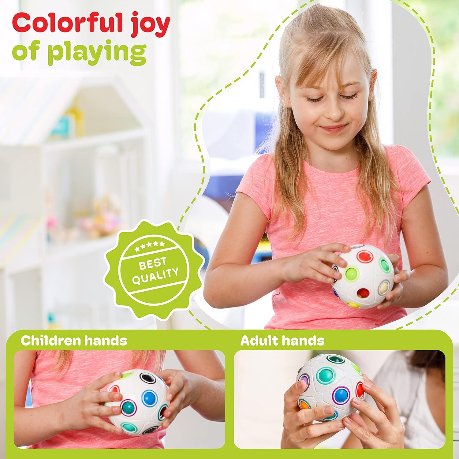 CUBIDI® Original Big Rainbow Puzzle Ball I Brain Teasers for Kids Ages 6-10 I for Boys and Girls 6+ Years I Ideal Travel Toy for Children | Fidget Puzzles for Adults - Image 3
