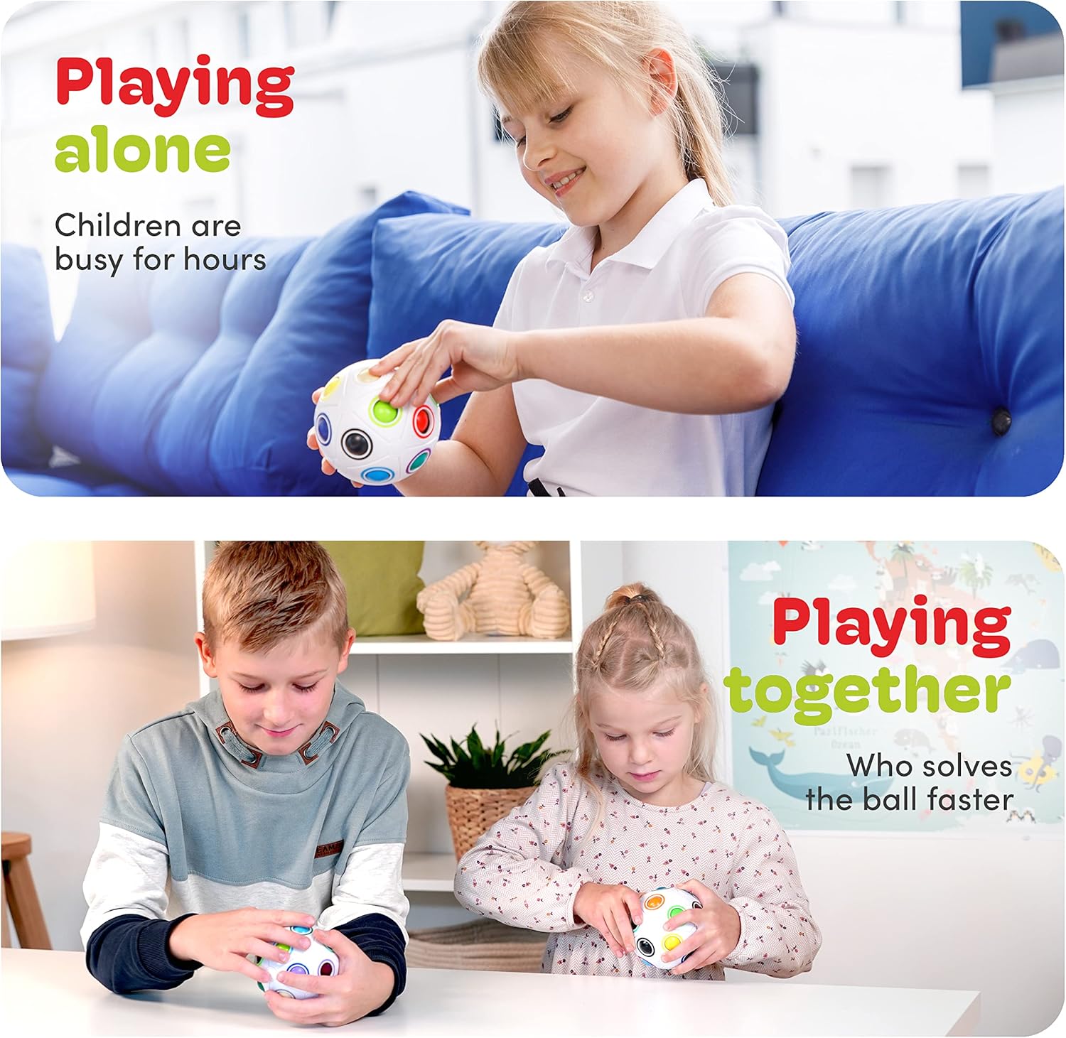 CUBIDI® Original Big Rainbow Puzzle Ball I Brain Teasers for Kids Ages 6-10 I for Boys and Girls 6+ Years I Ideal Travel Toy for Children | Fidget Puzzles for Adults - Image 7