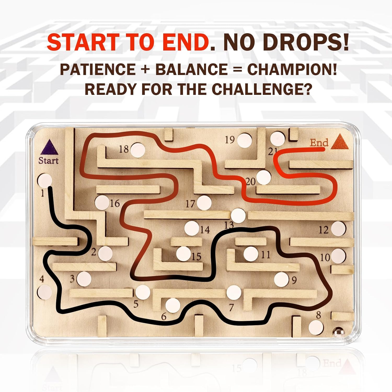 Handheld Fidget Puzzle Game for Kids and Adults - Challenging Wooden Labyrinth Marble Maze for Teen Boys - Fun Brain Teaser Puzzle Fidget Toys for Travel Stocking Stuffer Party Favor for Kids Ages 8+ - Image 3