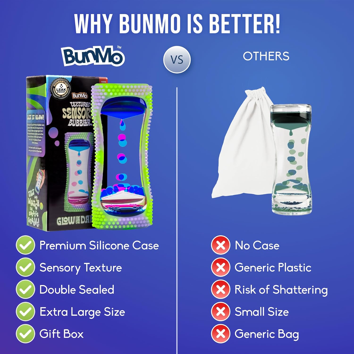 BUNMO Liquid Motion Bubbler Glow-in-The-Dark Sensory Toy for Kids & Adults – Calming Fidget Toy for Focus & Mindfulness, Fidget Relaxation Timer – Colorful Visual Bubble Timer for Desk & Travel - Image 5