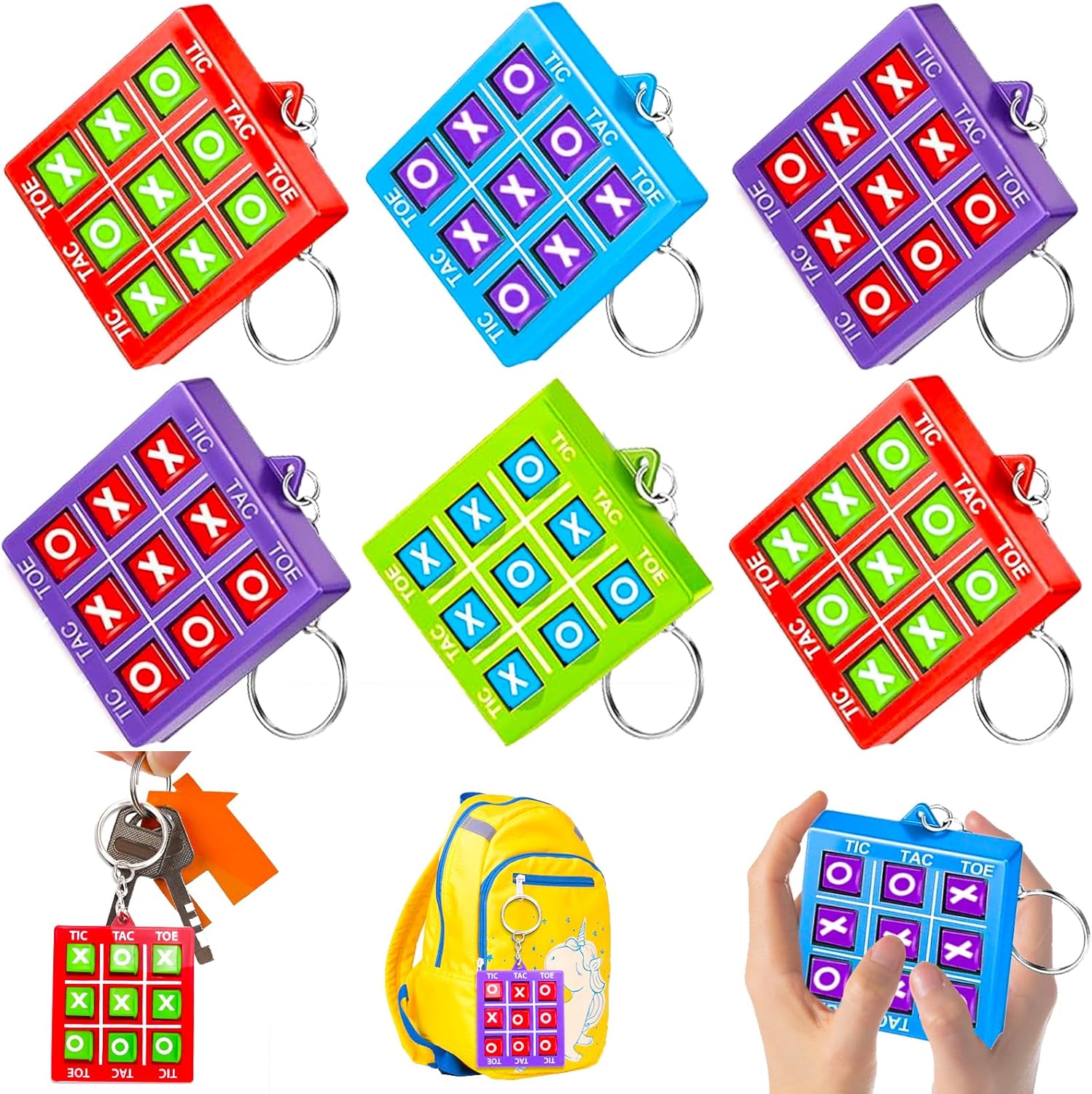 16 PCS Tic Tac Toe Game Keychains Party Favors Goodie Bags Stuffers for Kids 8-12 4-8, Treasure Chest Box Toys for Classroom Prizes, Halloween party Supplies Birthday Return Gift Pinata Filler Bulk - Image 2