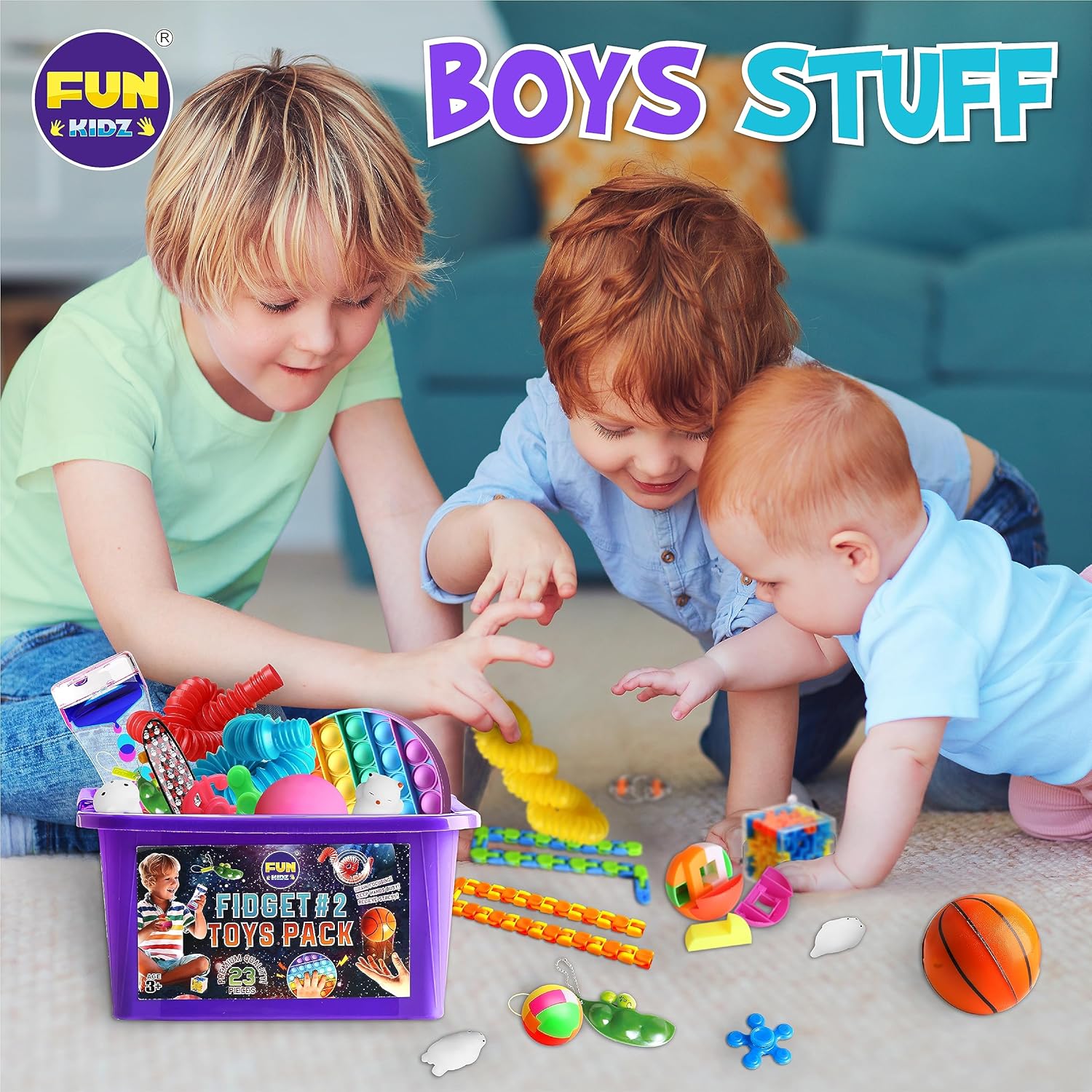 Fidget Pack Box for Boys Girls 4-12, FunKidz Fidget Toys for Kids 5-7 Autistic Sensory Mystery Birthday Gifts in Reusable Portable Treasure Box Nice Party Favors - Image 4