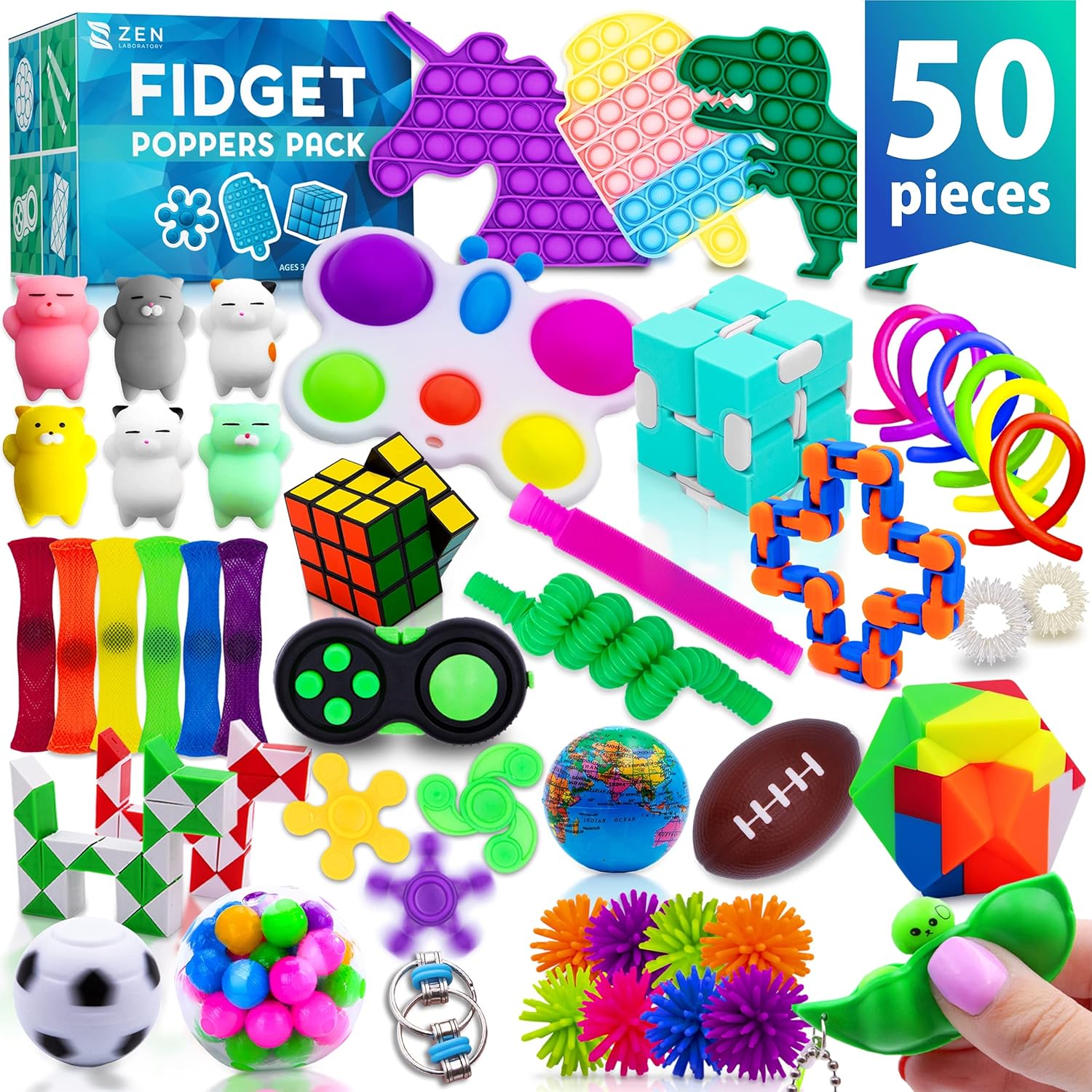 50 Pcs Fidget Toys Pack - Stocking Stuffers for Kids, Gifts for Kids, Party Favors - Adults Stress Relief Sensory Toy - ADHD Toys Bulk for Classroom Treasure Box Prizes - Pop Its - Image 2