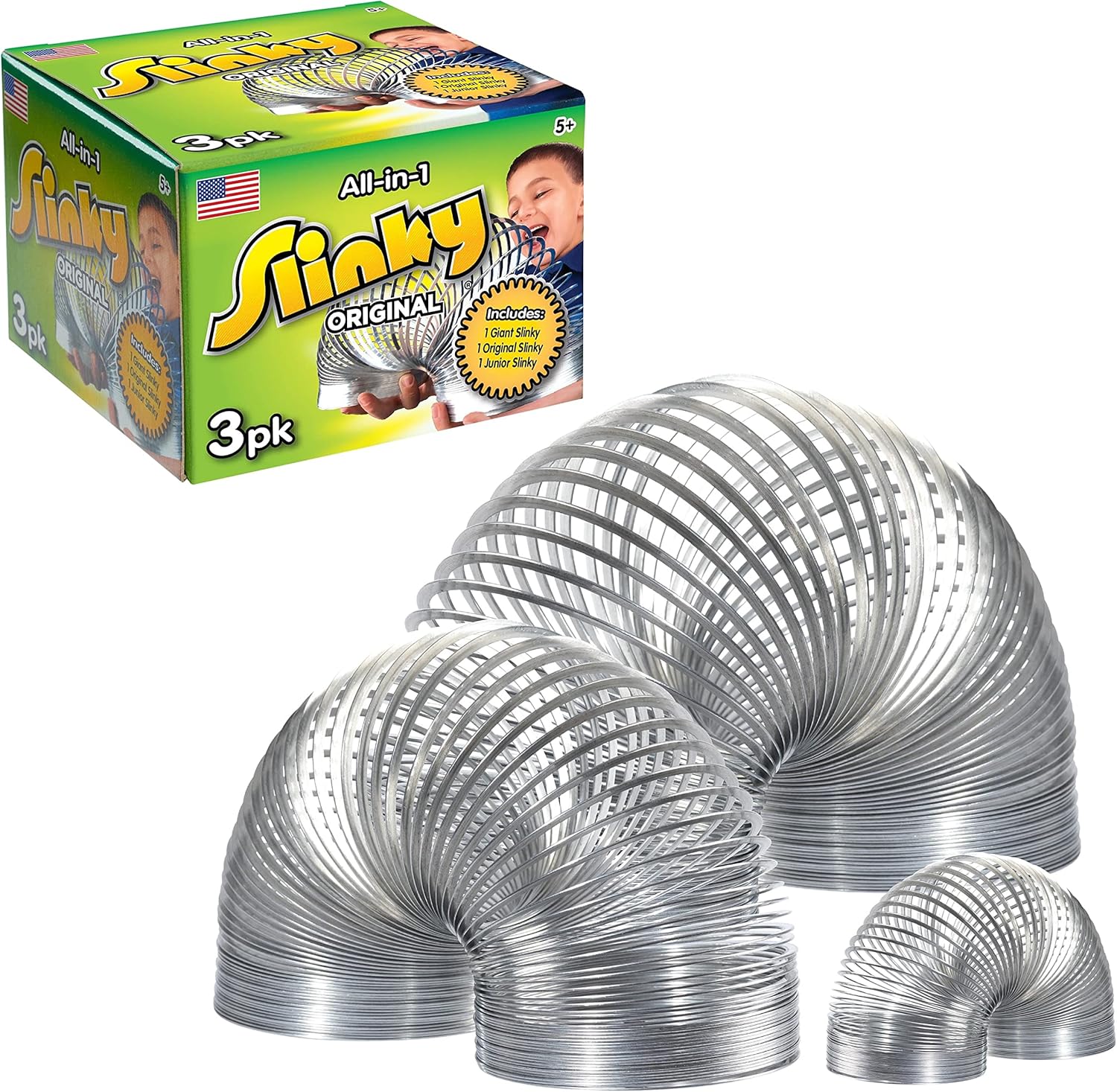 The Original Slinky® Brand Fidget Toy Pack: 1 Giant, 1 Classic, and 1 Slinky Junior Walking Metal Spring Toy, Kids Toys for Ages 5 Up, Amazon Exclusive by Just Play - Image 2