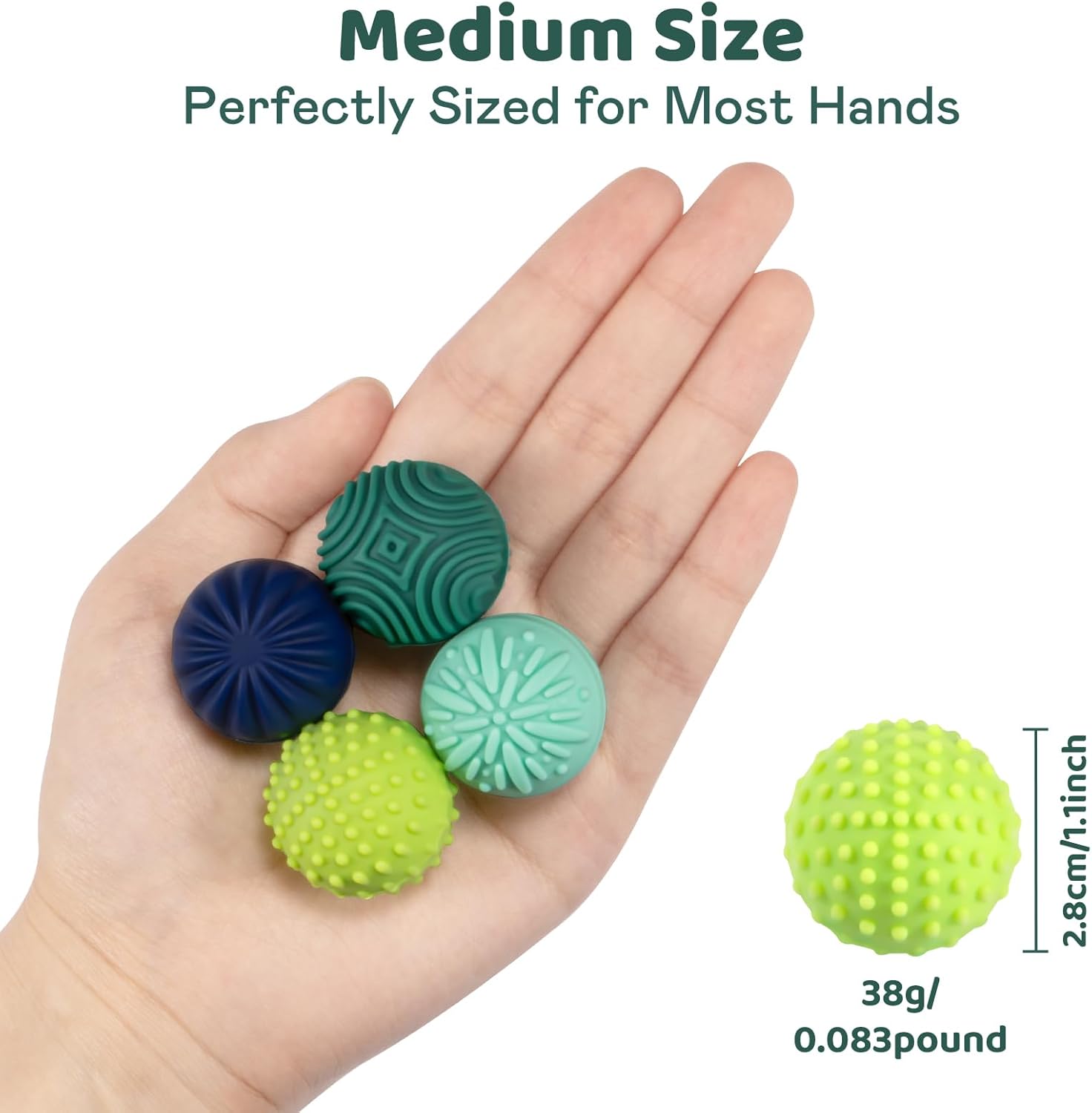 Magnetic Sensory Fidget Balls – 4PC Medium Weighted Textured Silicone Stress Relief Toys for Adults & Teens with ADHD, Autism, Anxiety – Quiet Magnet Fidgets for Desk, Travel, Office & Gifts - Image 3