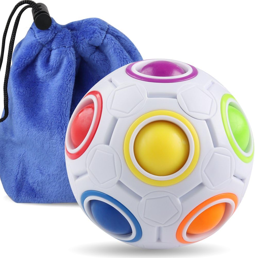 Coogam Rainbow Puzzle Ball with Pouch Color-Matching Puzzle Game Toy Stress Reliever Magic Ball Brain Teaser for Kids and Adults, Children, Boy, Girl Holiday - Image 2