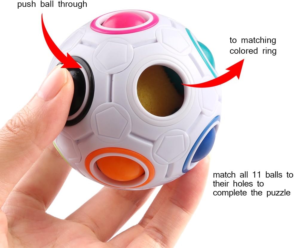 Coogam Rainbow Puzzle Ball with Pouch Color-Matching Puzzle Game Toy Stress Reliever Magic Ball Brain Teaser for Kids and Adults, Children, Boy, Girl Holiday - Image 3