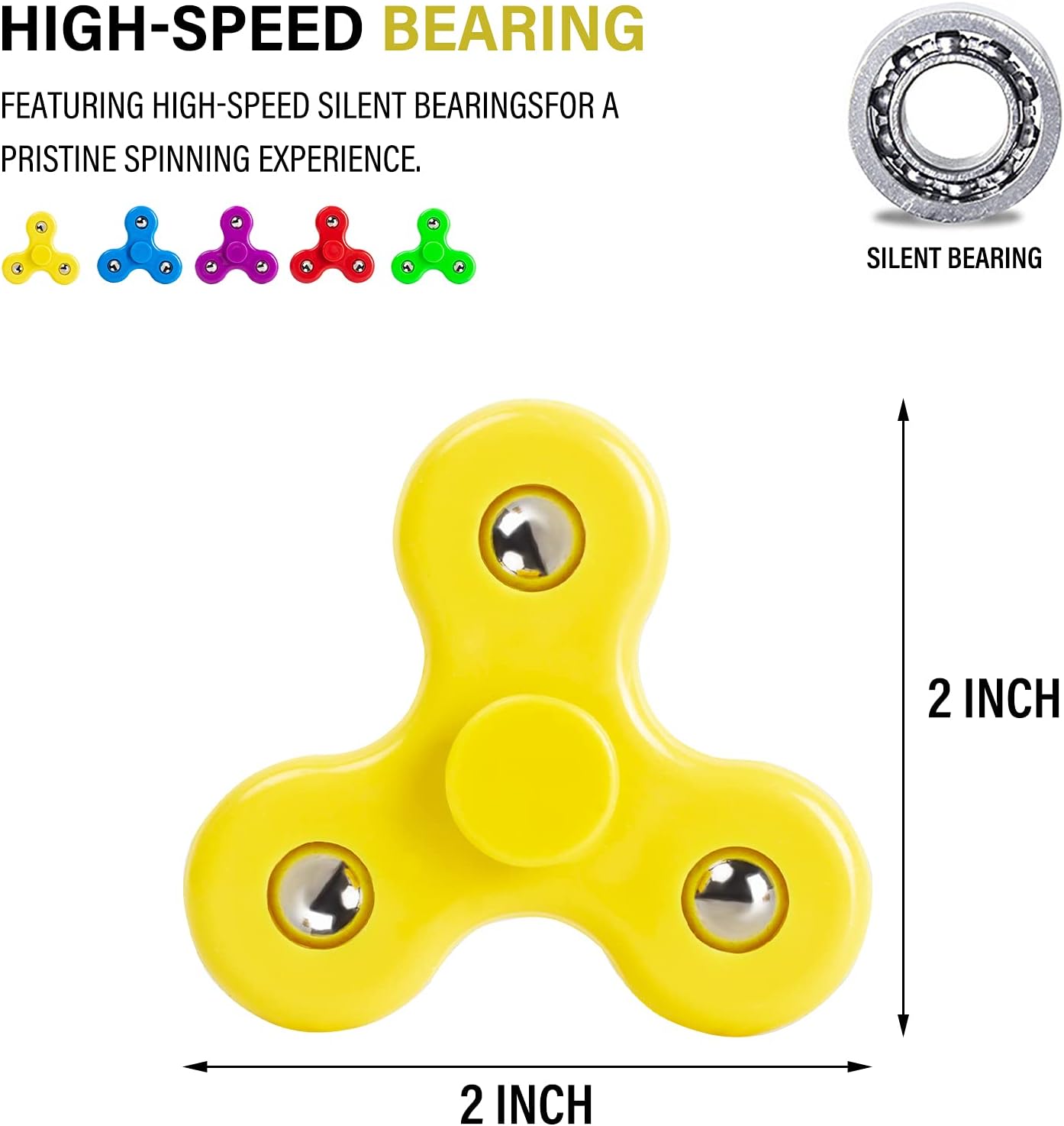 YOLOPLUS+ 5 Pcs Fidget Spinner Toys for Kids,Mini Size Hand Fidget Toys Anxiety Stress Relief Reducer,Birthday Gifts Party Favor Easter Basket Stuffers for Kids Adults (2 Inch) - Image 4