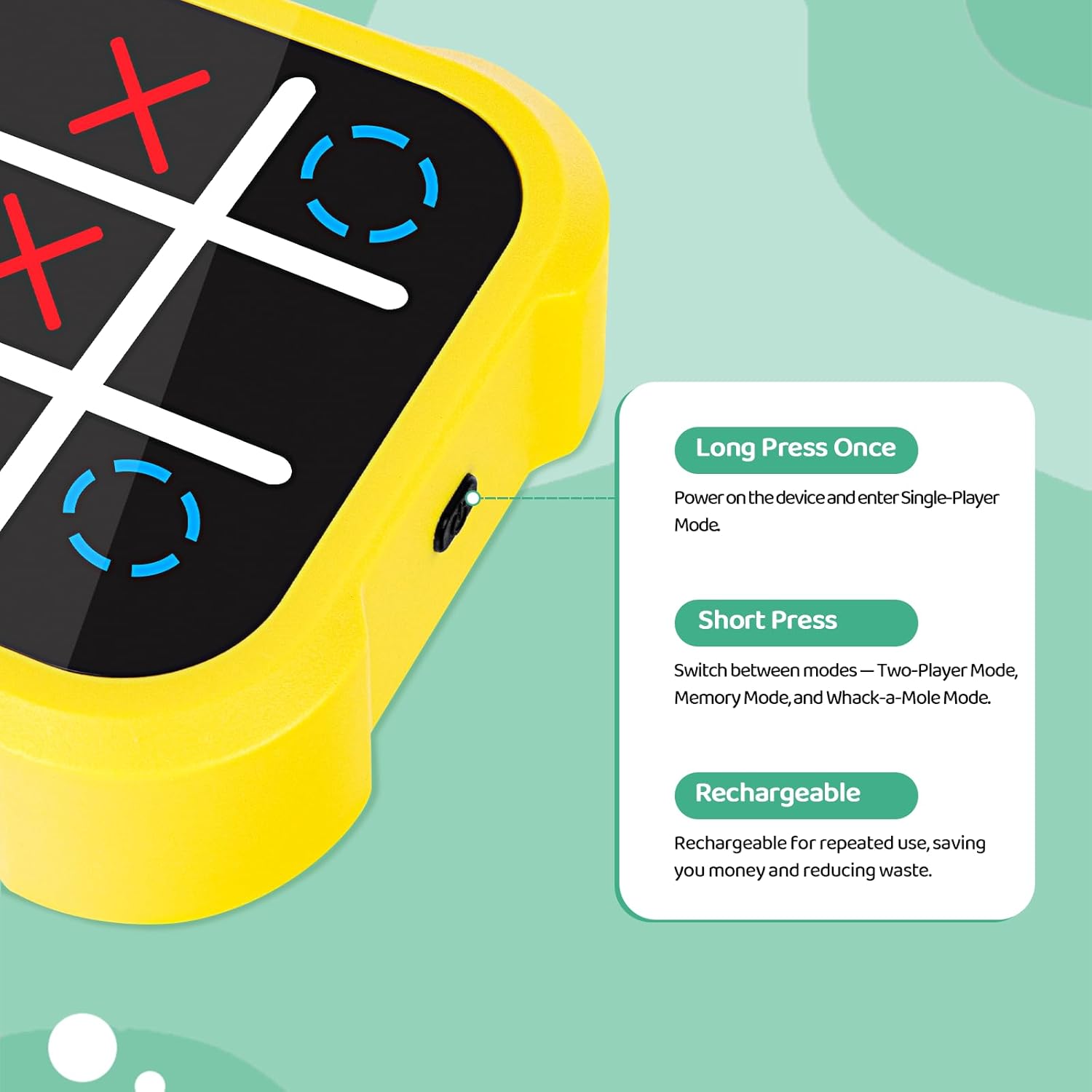 Electronic Tic Tac Toe Game - Electronic Puzzles Portable Handheld Games, 3-in-1 Tic Tac Toe Bolt Game Travel Tic Tac Toys for Educational Memory Growth, Infinite Tic-Tac-Toe Board Games for Ages 3+ - Image 5