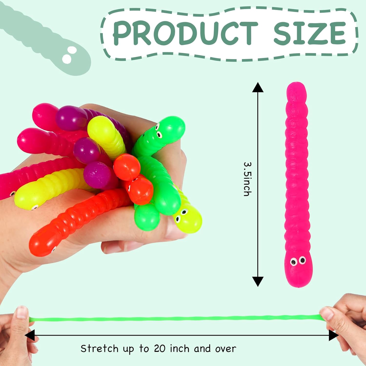 50 PCS Stretchy Fidget Toys Colorful Stretchy Strings,Sensory Fidget Worm Stretch Toys for Kids, Stocking Stuffers Party Favors for Boys and Girls Classroom Prizes, Pinata Fillers,Goodie Bag Stuffers - Image 3