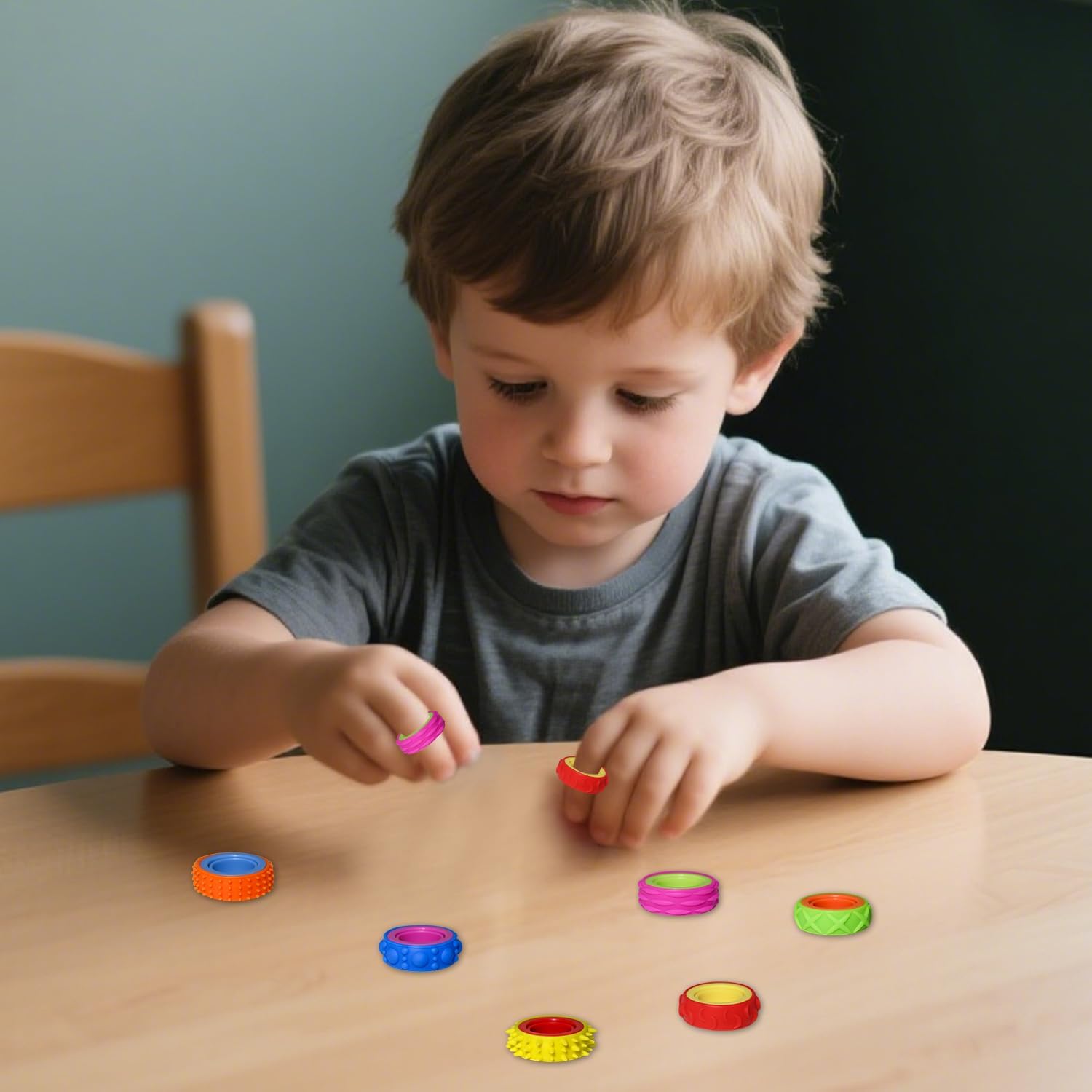 12 Pack Fidget Toys Adults Sensory Rings,Quiet Anxiety Fidgets for Classroom,Pain Stim Little Ouchies Stress Relief Sensory Toys for Kids ADHD - Image 6