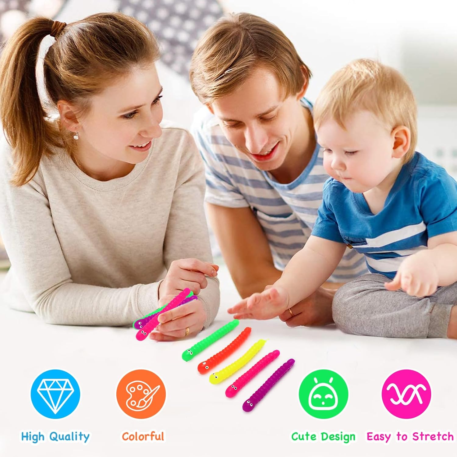 50 PCS Stretchy Fidget Toys Colorful Stretchy Strings,Sensory Fidget Worm Stretch Toys for Kids, Stocking Stuffers Party Favors for Boys and Girls Classroom Prizes, Pinata Fillers,Goodie Bag Stuffers - Image 7