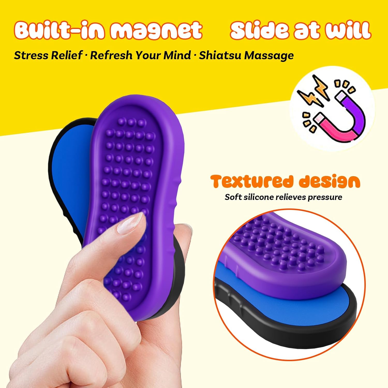 Magnetic Fidget Slider Toys for Kids & Adults - Textured Silicone Magnetic Sliders Fidgets for Autism Calming, Strongest Neodymium Magnets, Quiet Stress Relief Sensory Toy for Autism ADHD Anxiety - Image 4