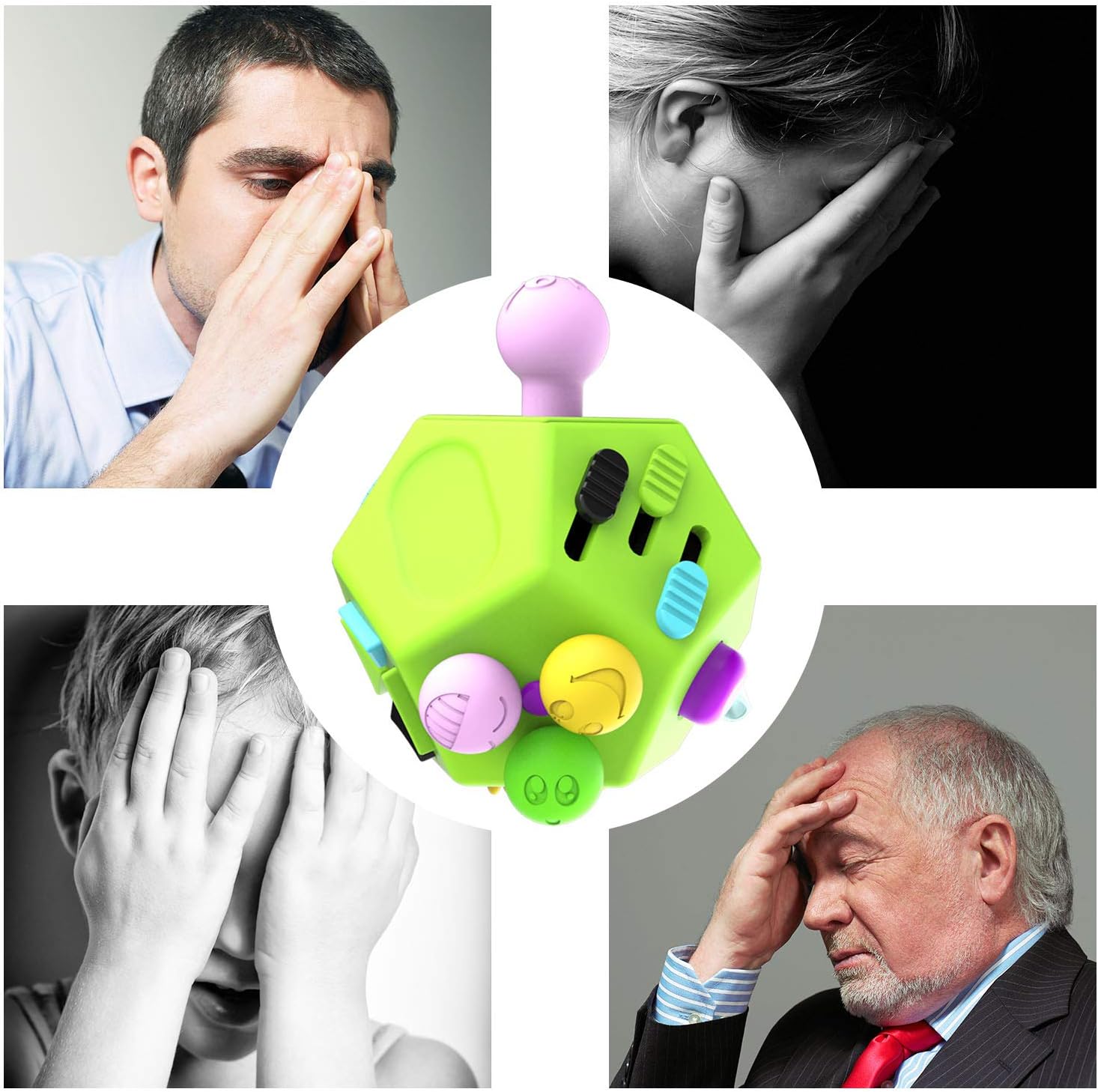 Fidget Dodecagon –12-Side Fidget Toys Cube Relieves Stress and Anxiety Anti Depression Focus Travel Toy Cube for Children and Adults Stocking Stuffers Gifts Idea (B1 Green) - Image 5