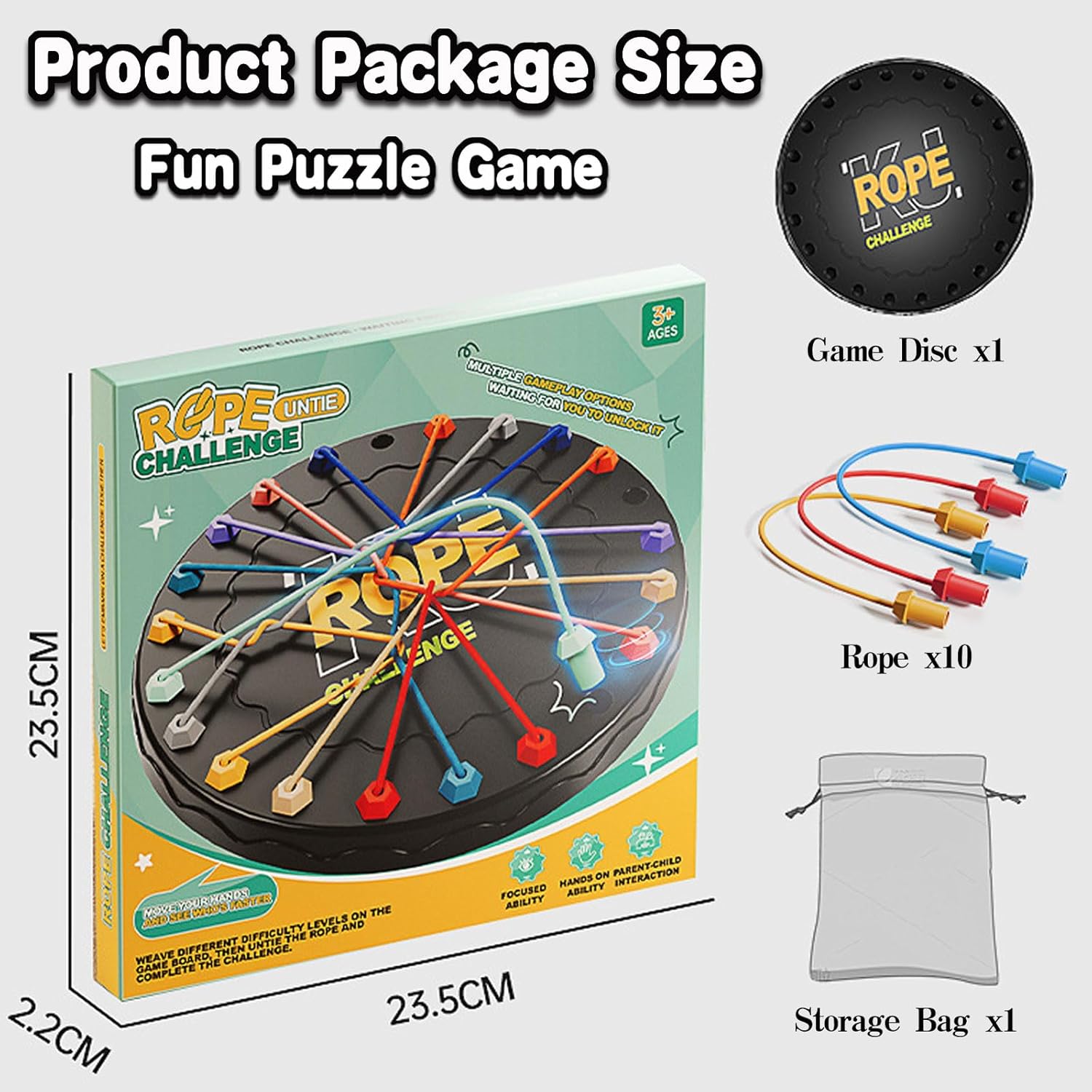 Rope Untangling Puzzle Game, Interactive Family Travel Sensory Toys, Brainy Knots Rope untangling Game for Boys and Girls, Portable Stress Relief for Kids & Adults, Gifts for All Ages - Image 3